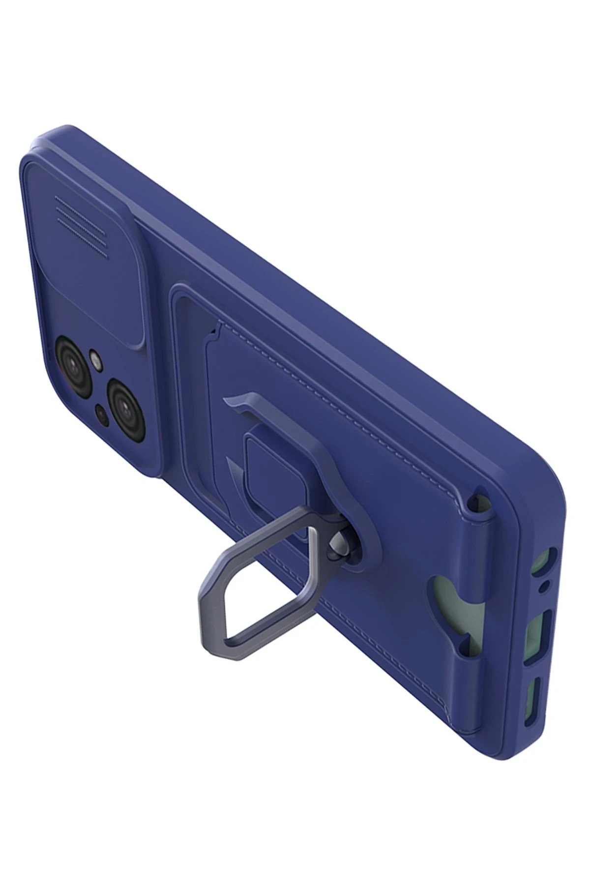 Newface Xiaomi Poco M5 Kılıf Zuma Kartvizitli Yüzüklü Silikon - Lacivert