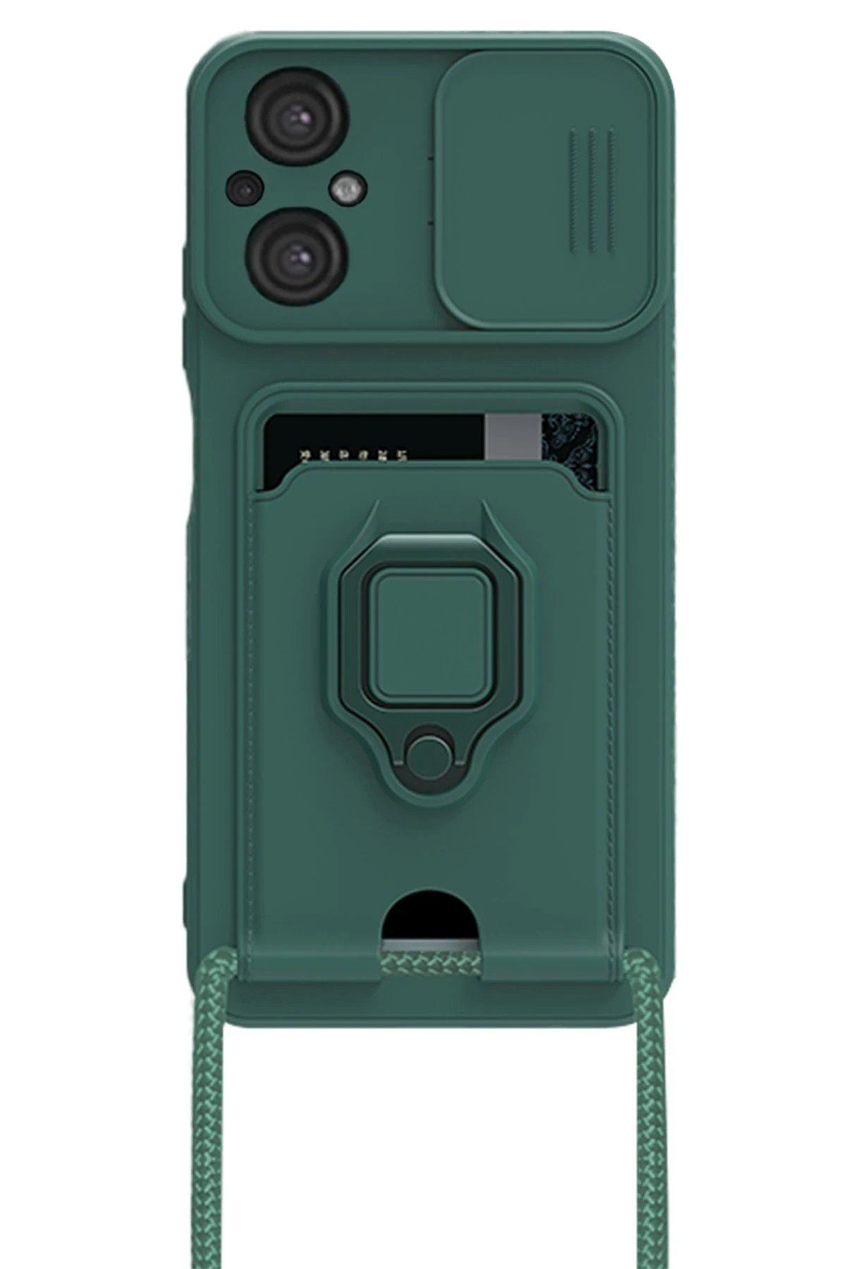 Newface Xiaomi Poco M5 Kılıf Zuma Kartvizitli Yüzüklü Silikon - Yeşil