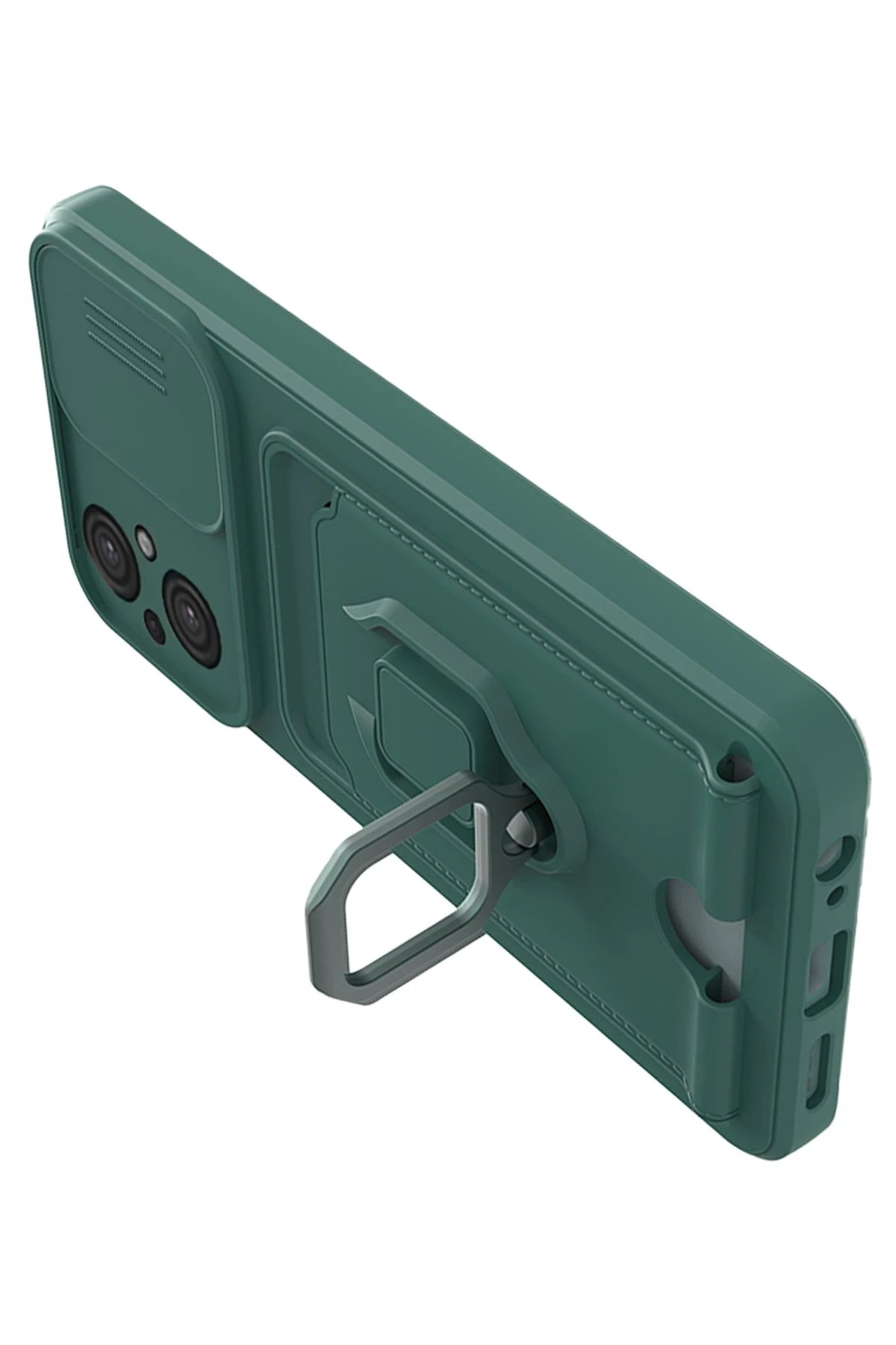 Newface Xiaomi Poco M5 Kılıf Zuma Kartvizitli Yüzüklü Silikon - Yeşil