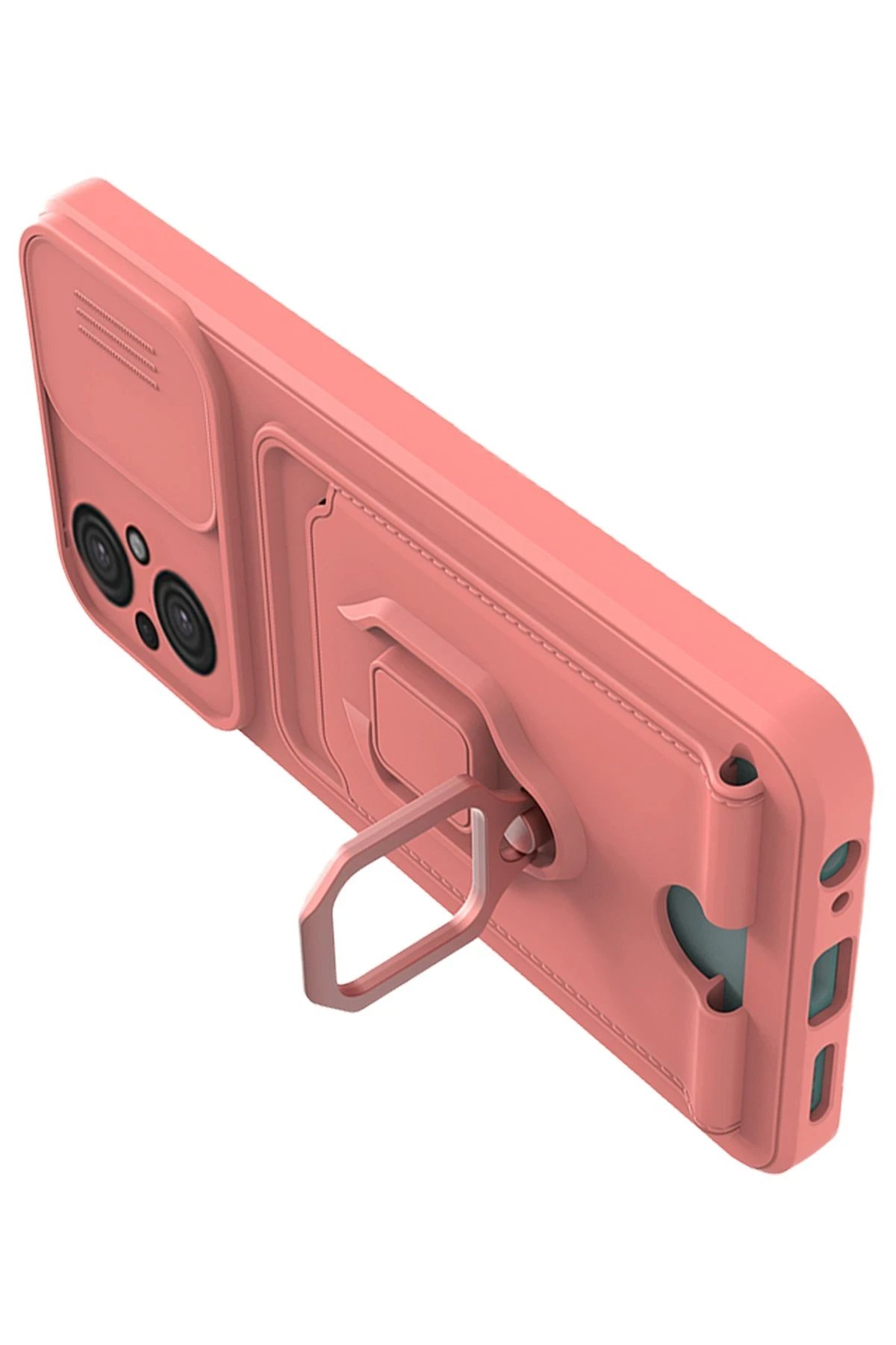 Newface Xiaomi Poco M5 Kılıf Zuma Kartvizitli Yüzüklü Silikon - Pembe