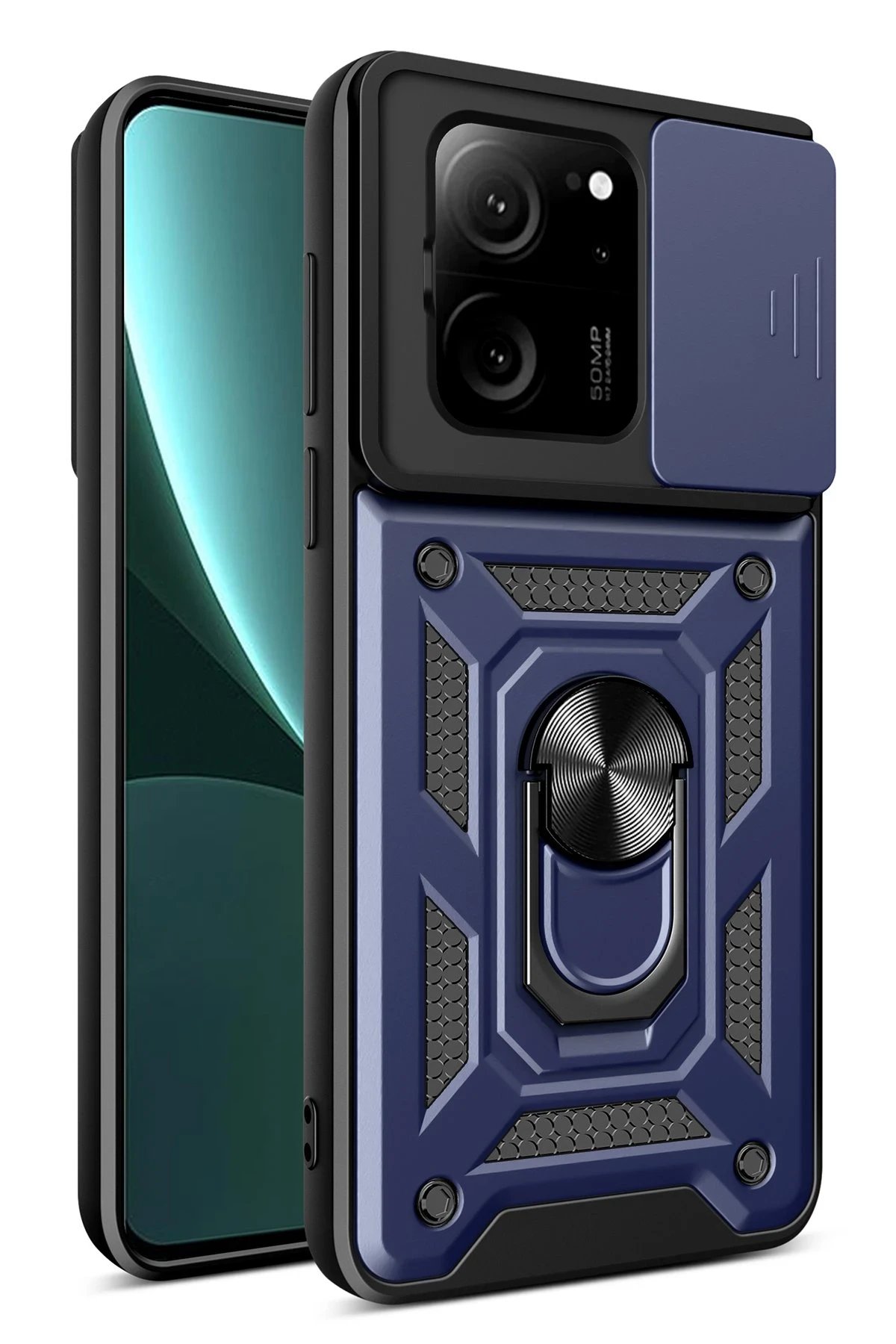 Newface Xiaomi Mi 13T Pro Kılıf Pars Lens Yüzüklü Silikon - Lacivert