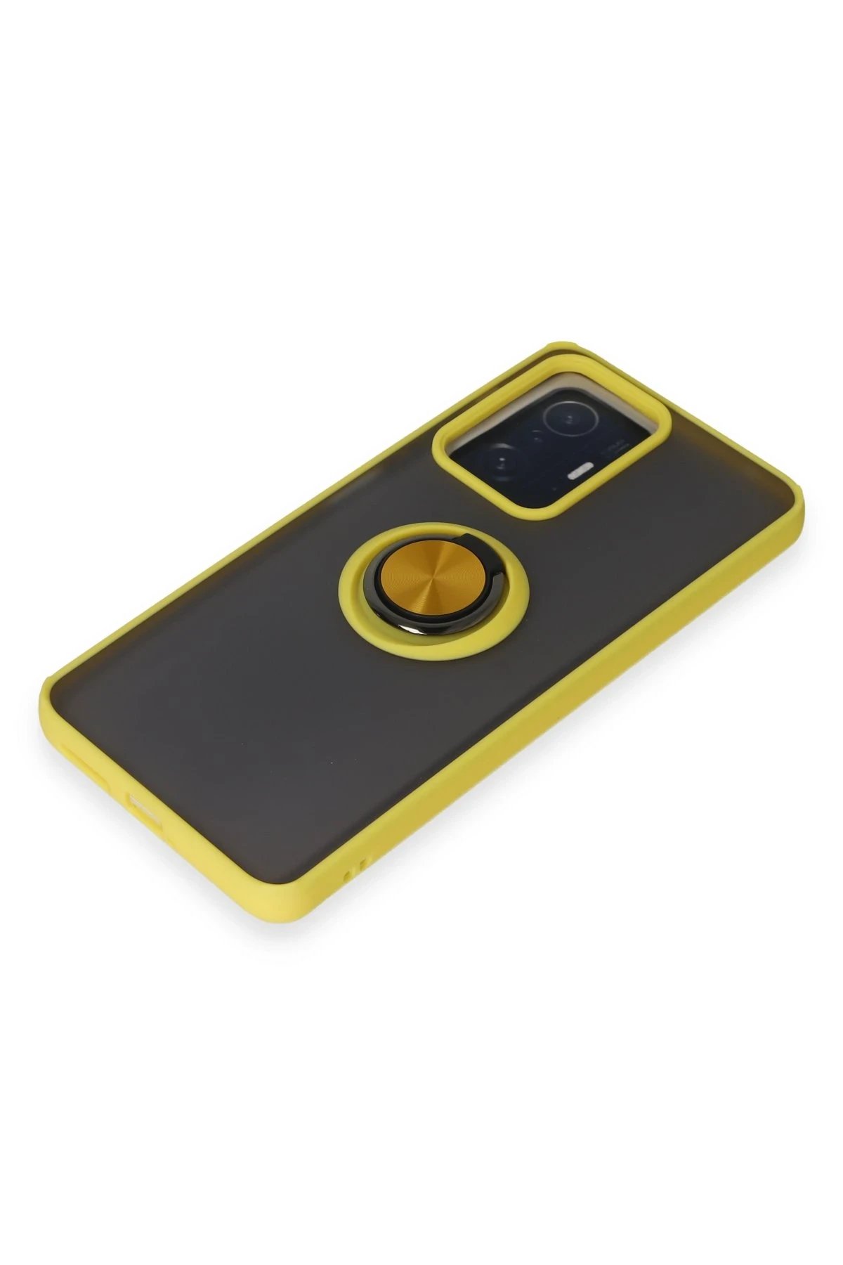 Newface Xiaomi Mi 11T Pro Kılıf Montreal Yüzüklü Silikon Kapak - Sarı