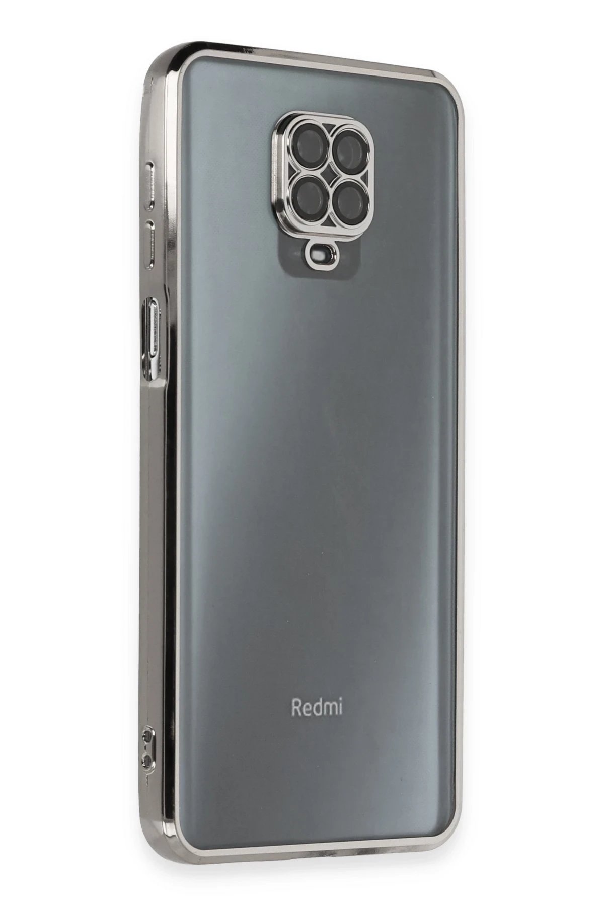 Newface Xiaomi Redmi Note 9 Pro Kılıf Razer Lensli Silikon - Gümüş