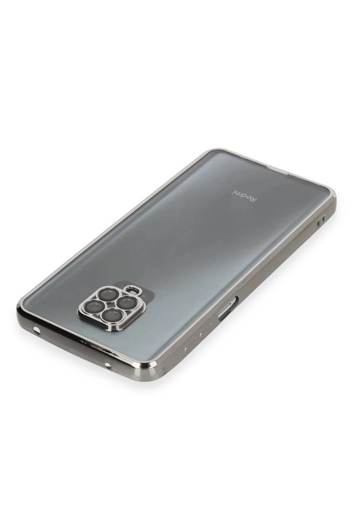 Newface Xiaomi Redmi Note 9 Pro Kılıf Razer Lensli Silikon - Gümüş