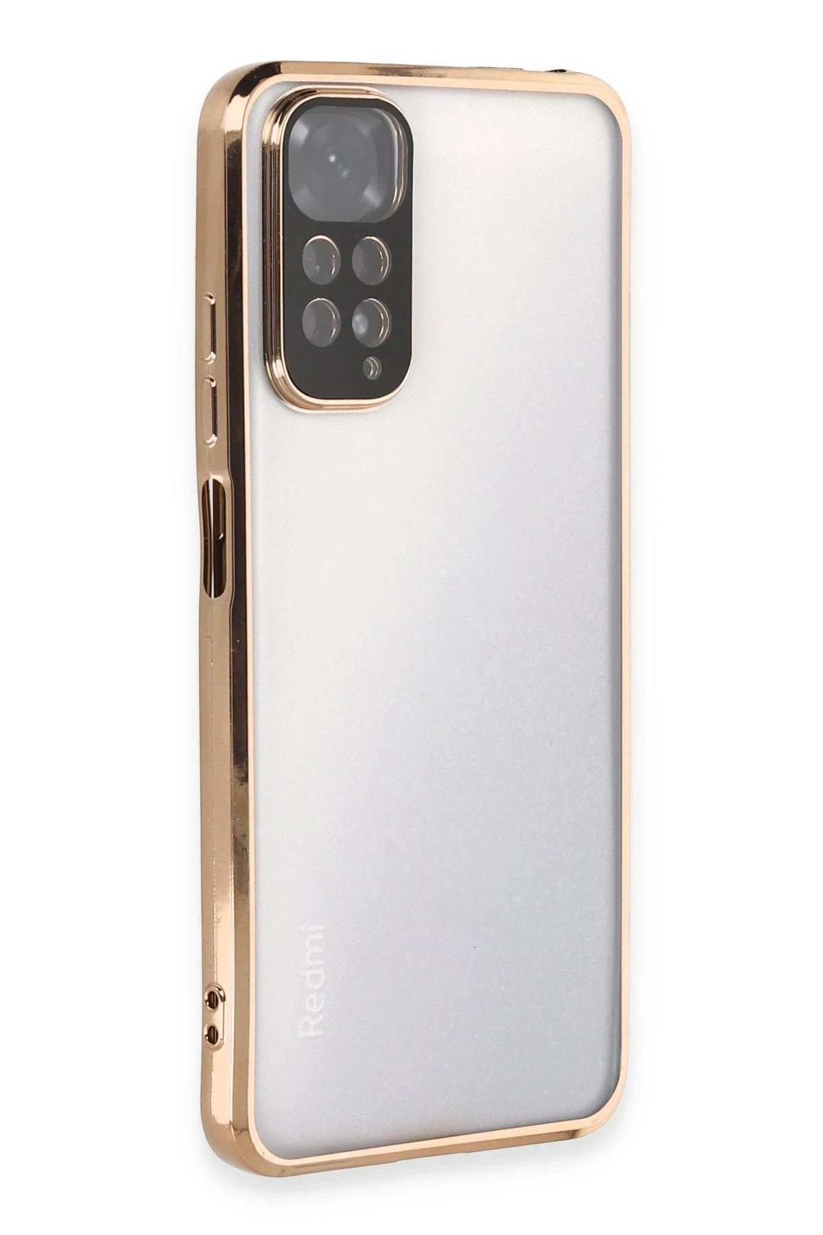 Newface Xiaomi Redmi Note 11 Kılıf Razer Lensli Silikon - Gold