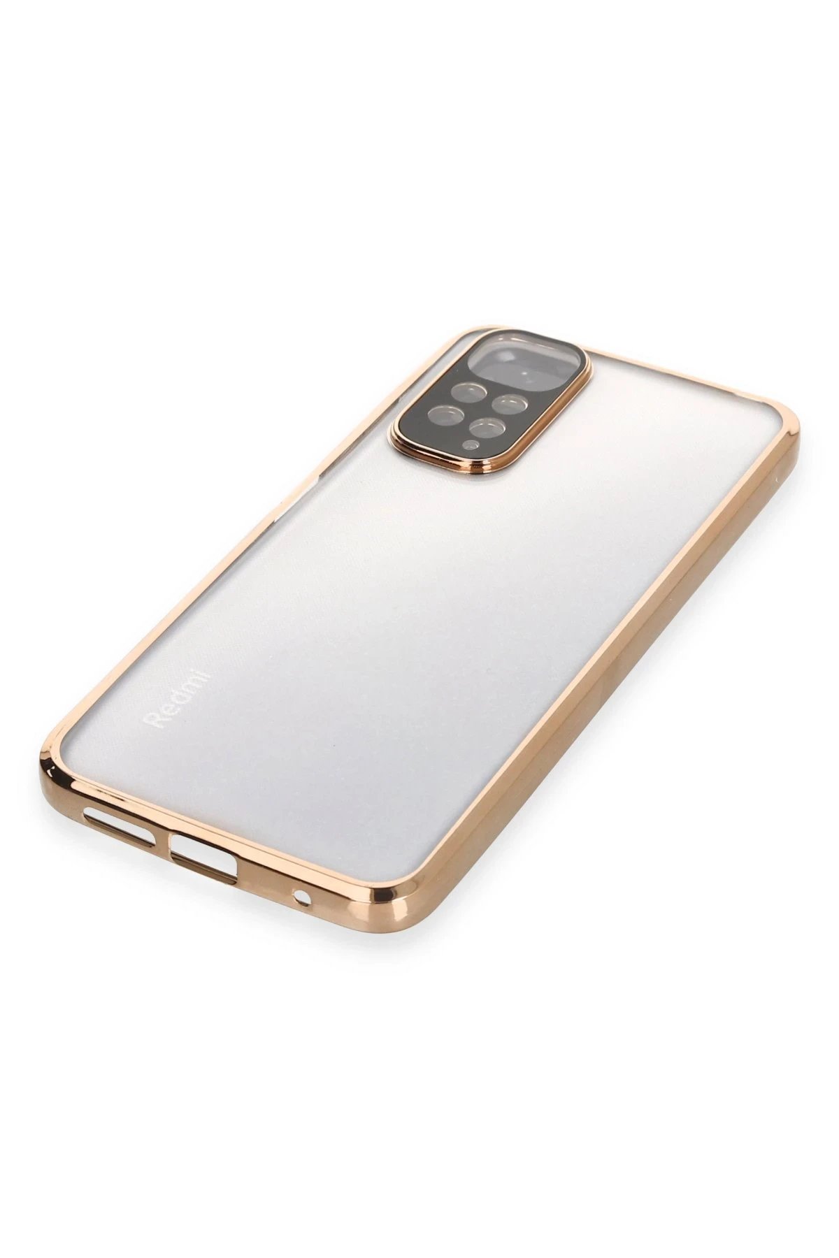 Newface Xiaomi Redmi Note 11 Kılıf Razer Lensli Silikon - Gold