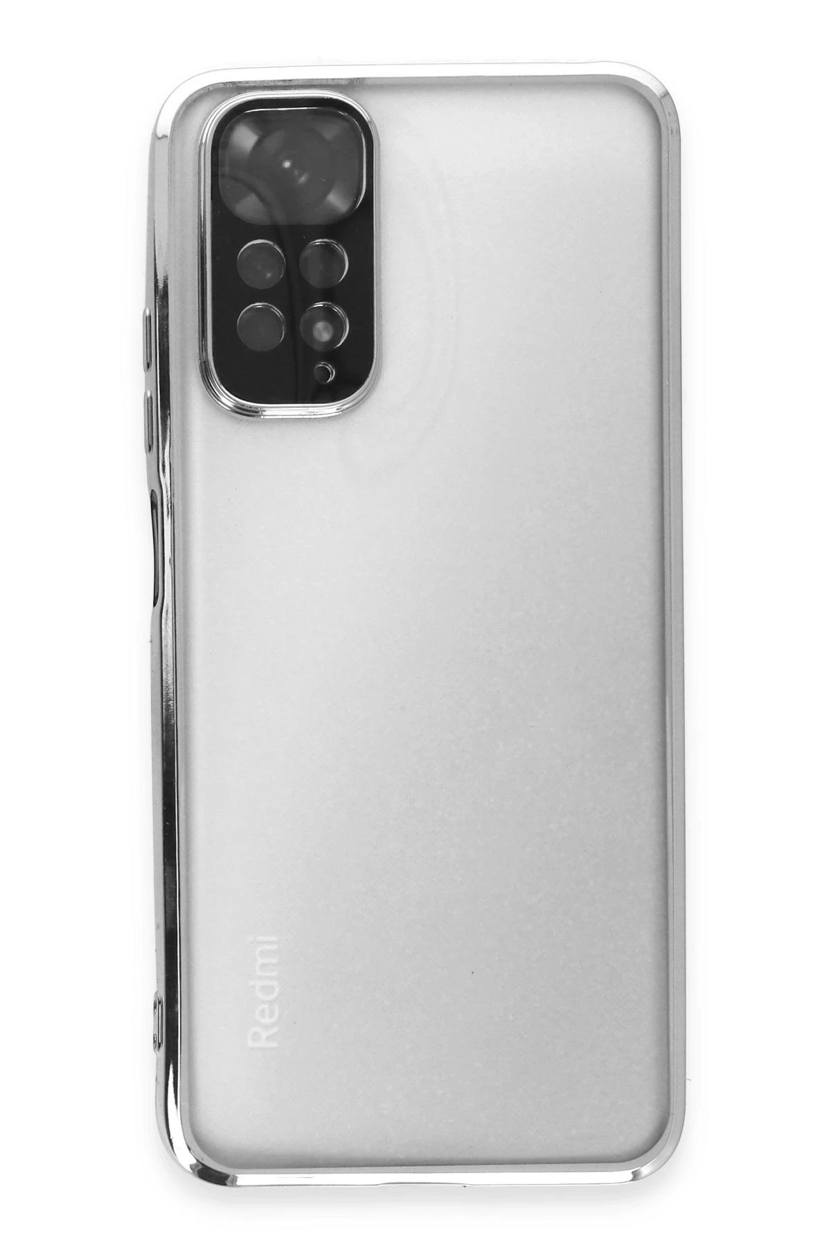 Newface Xiaomi Redmi Note 11 Kılıf Razer Lensli Silikon - Gümüş