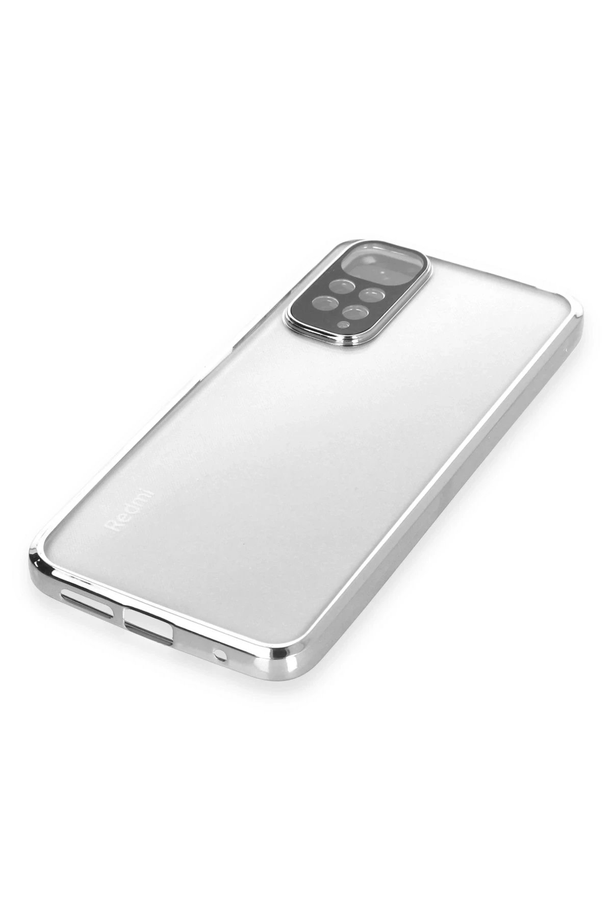 Newface Xiaomi Redmi Note 11 Kılıf Razer Lensli Silikon - Gümüş