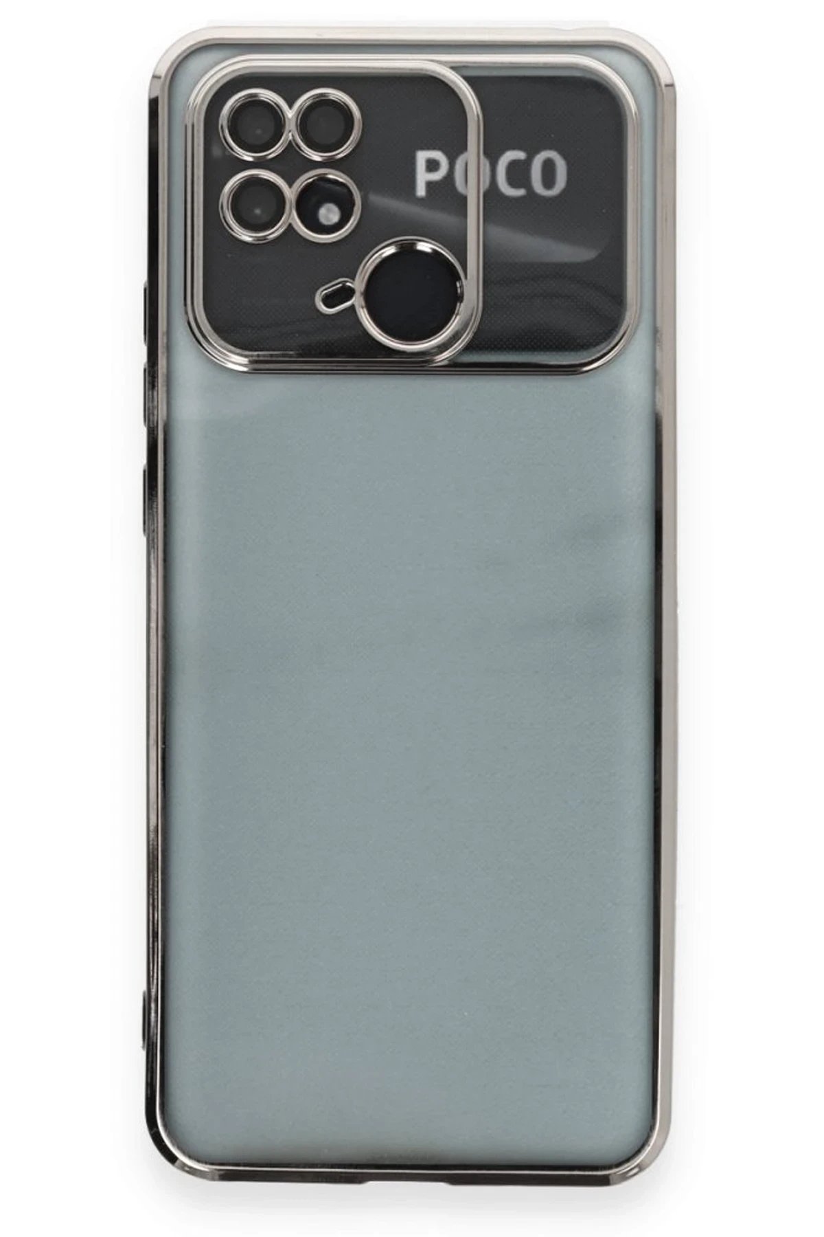 Newface Xiaomi Redmi 10C Kılıf Razer Lensli Silikon - Gümüş