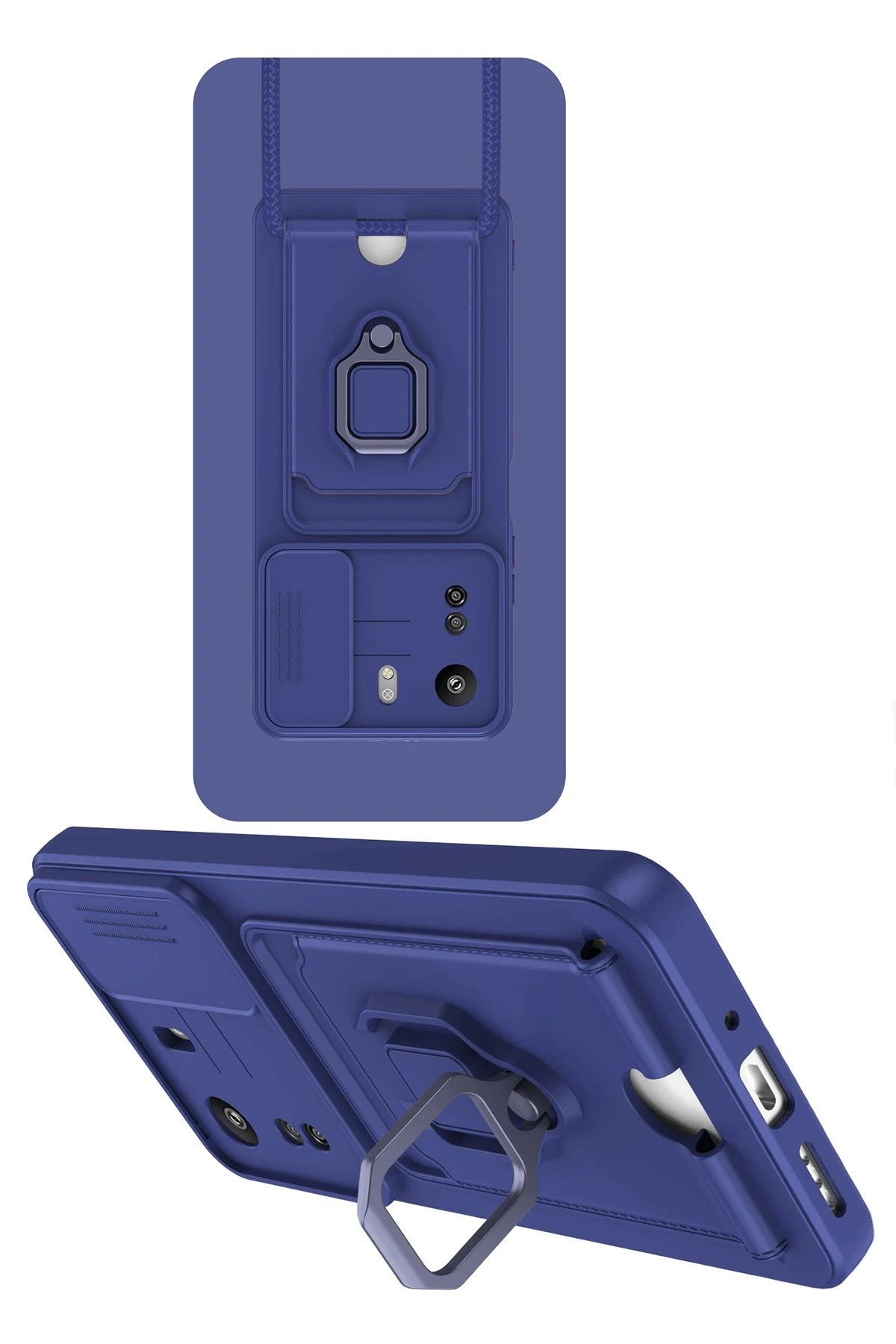 Newface Xiaomi Redmi 13C Kılıf Zuma Kartvizitli Yüzüklü Silikon - Lacivert