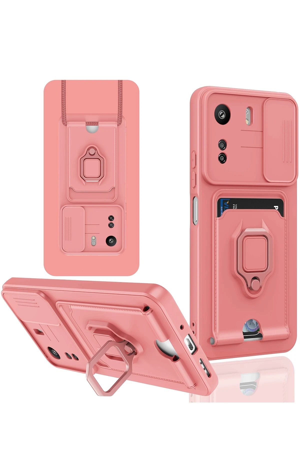 Newface Xiaomi Redmi 13C Kılıf Zuma Kartvizitli Yüzüklü Silikon - Pembe