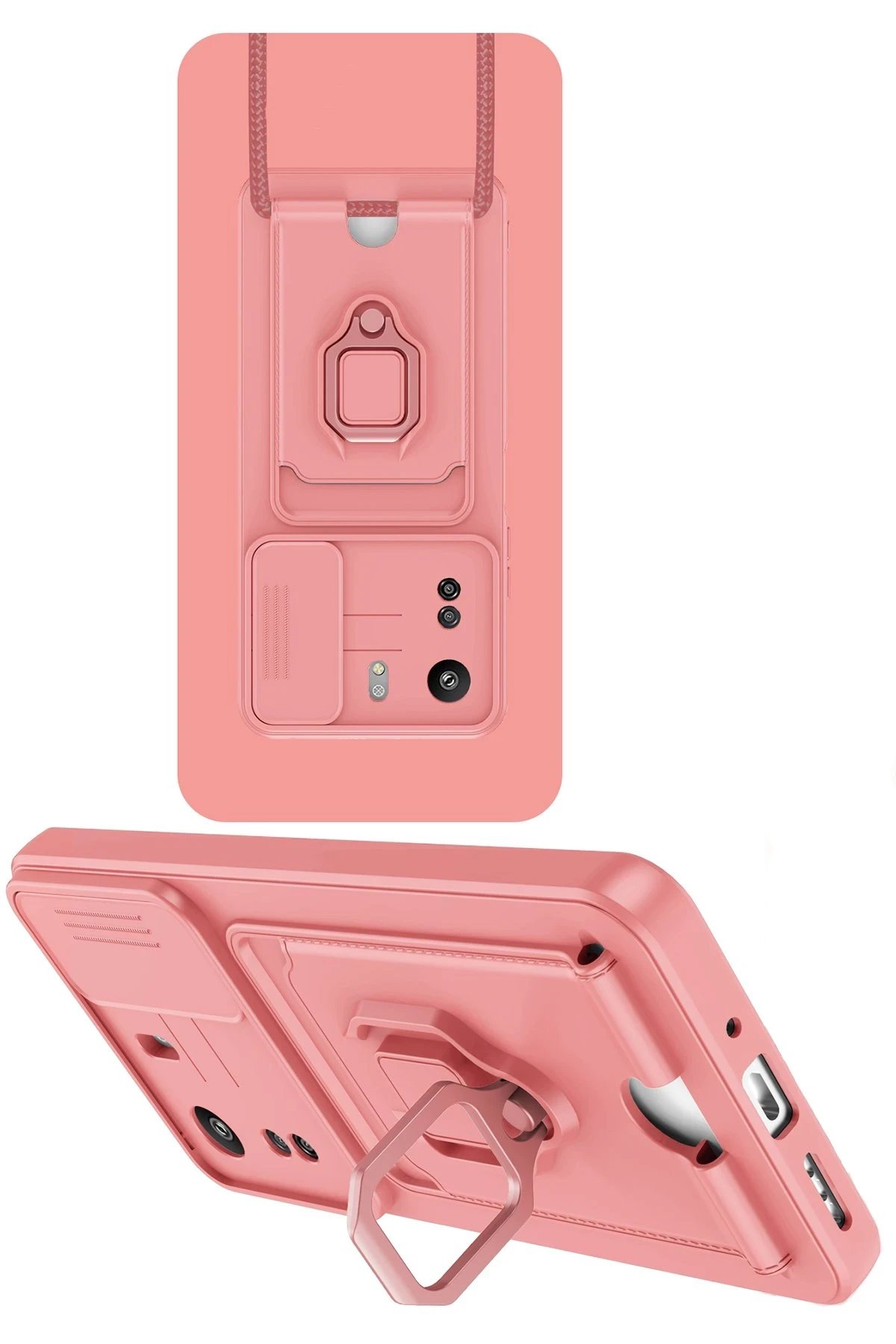 Newface Xiaomi Redmi 13C Kılıf Zuma Kartvizitli Yüzüklü Silikon - Pembe