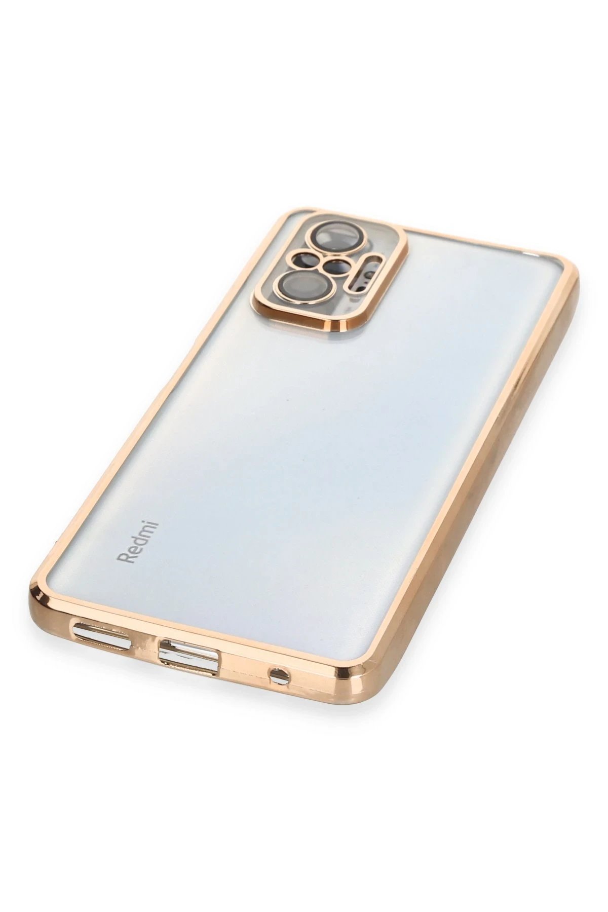 Newface Xiaomi Redmi Note 10 Pro Kılıf Razer Lensli Silikon - Gold