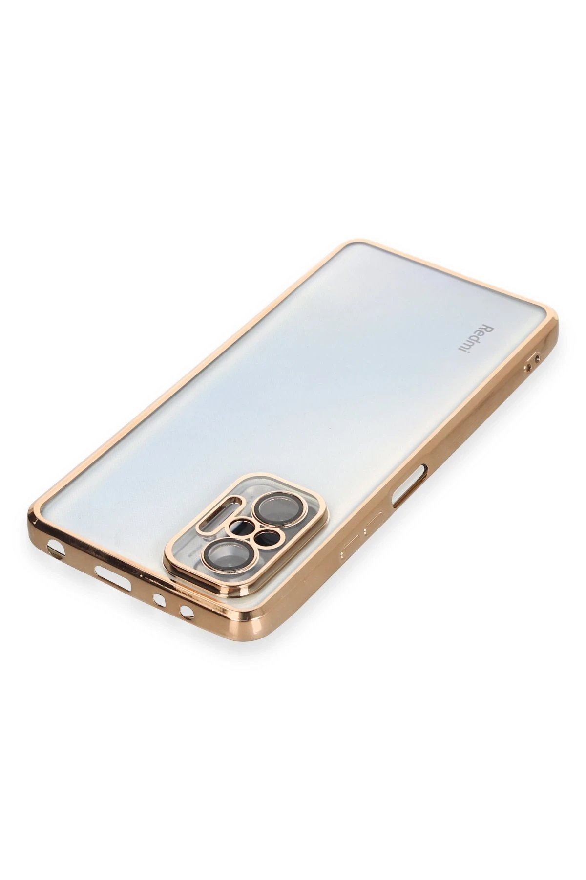 Newface Xiaomi Redmi Note 10 Pro Kılıf Razer Lensli Silikon - Gold