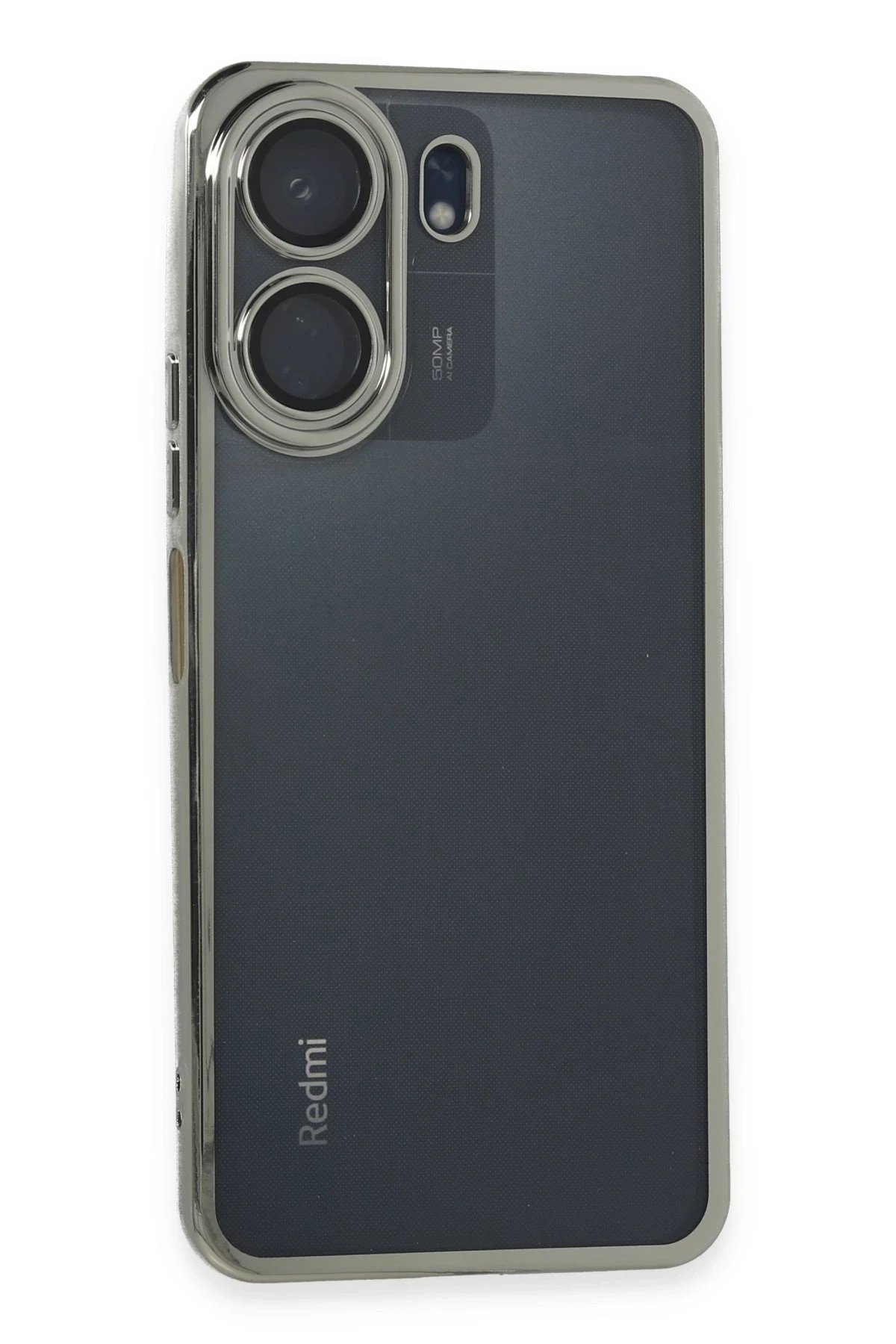 Newface Xiaomi Redmi 13C Kılıf Razer Lensli Silikon - Gümüş