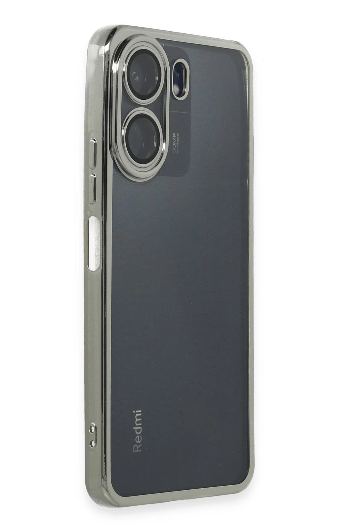 Newface Xiaomi Redmi 13C Kılıf Razer Lensli Silikon - Gümüş