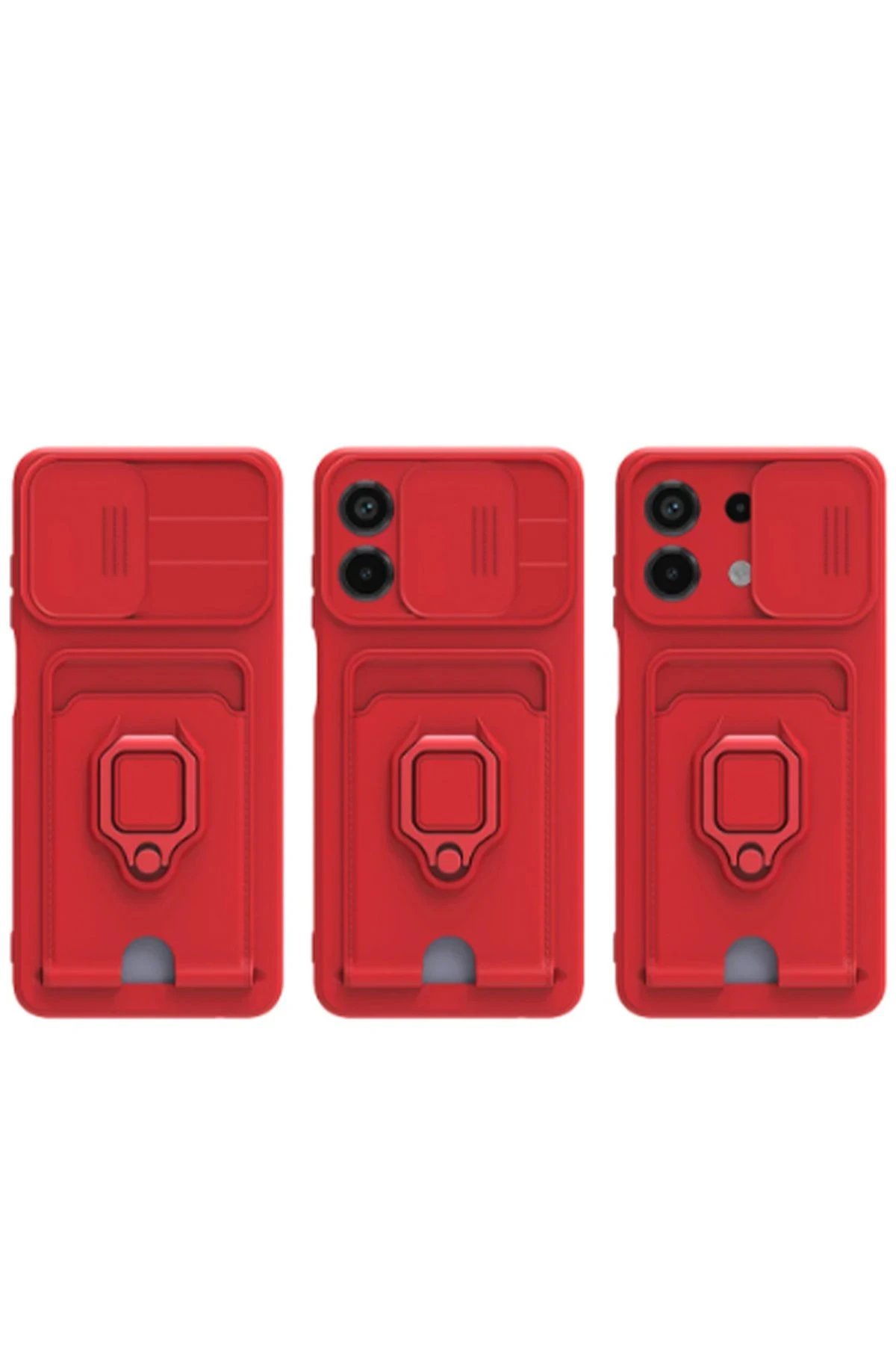 Newface Xiaomi Redmi Note 13 4G Kılıf Zuma Kartvizitli Yüzüklü Silikon - Kırmızı