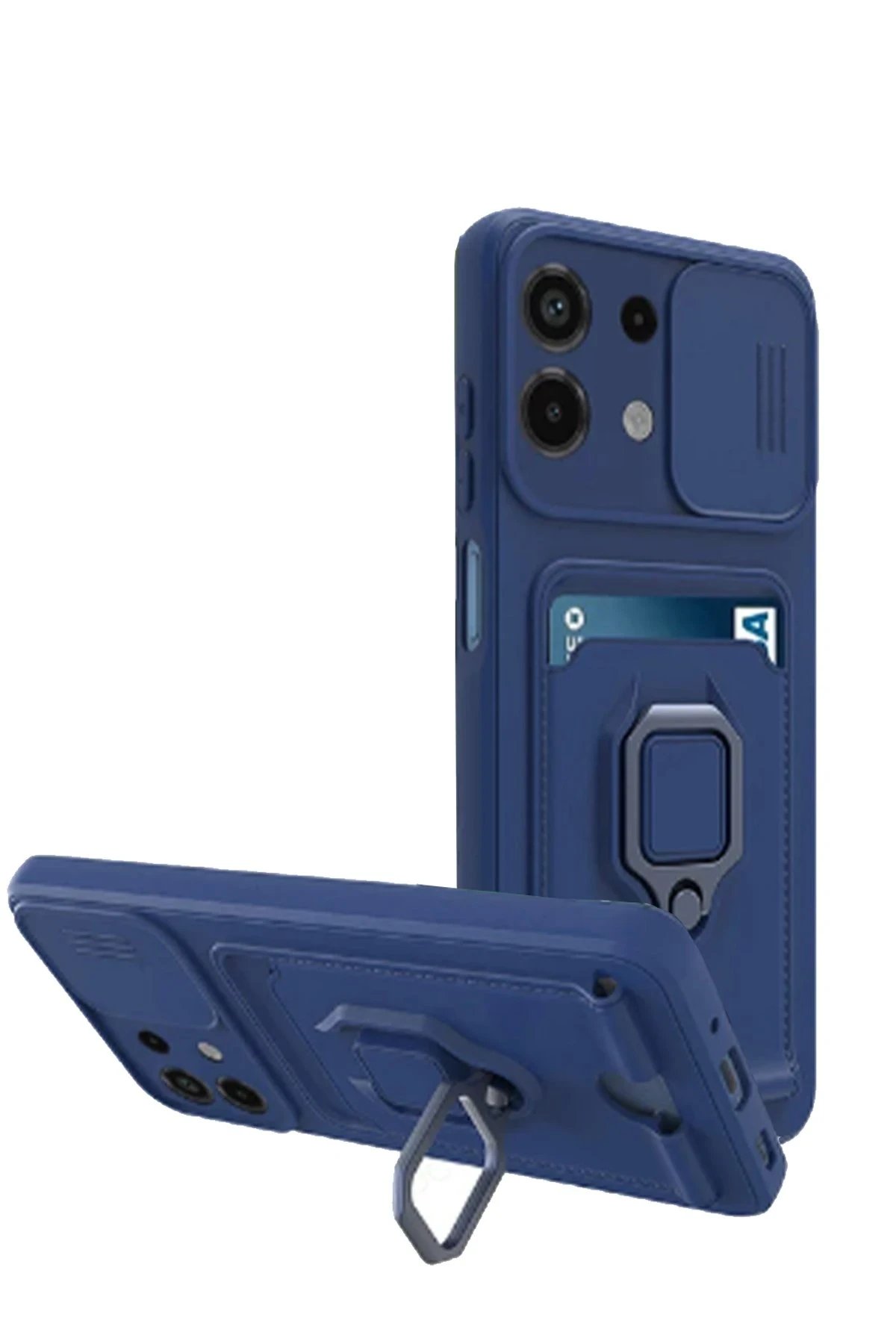 Newface Xiaomi Redmi Note 13 4G Kılıf Zuma Kartvizitli Yüzüklü Silikon - Lacivert