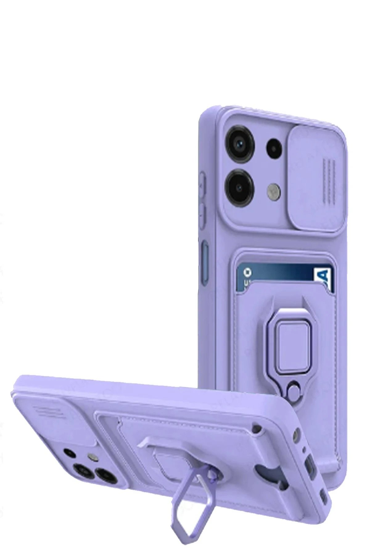 Newface Xiaomi Redmi Note 13 4G Kılıf Zuma Kartvizitli Yüzüklü Silikon - Lila