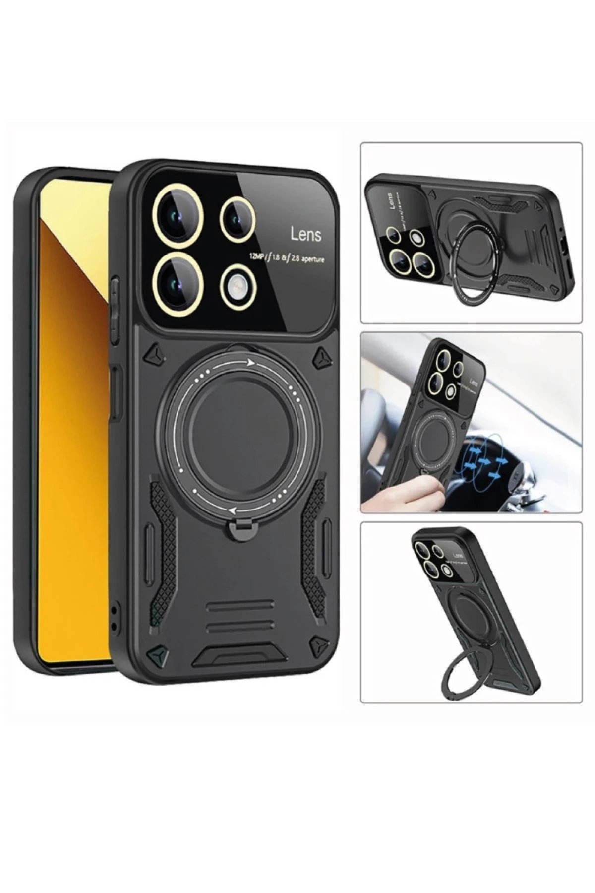 Newface Xiaomi Redmi 13C Kılıf Joy Lens Standlı Kapak - Mor