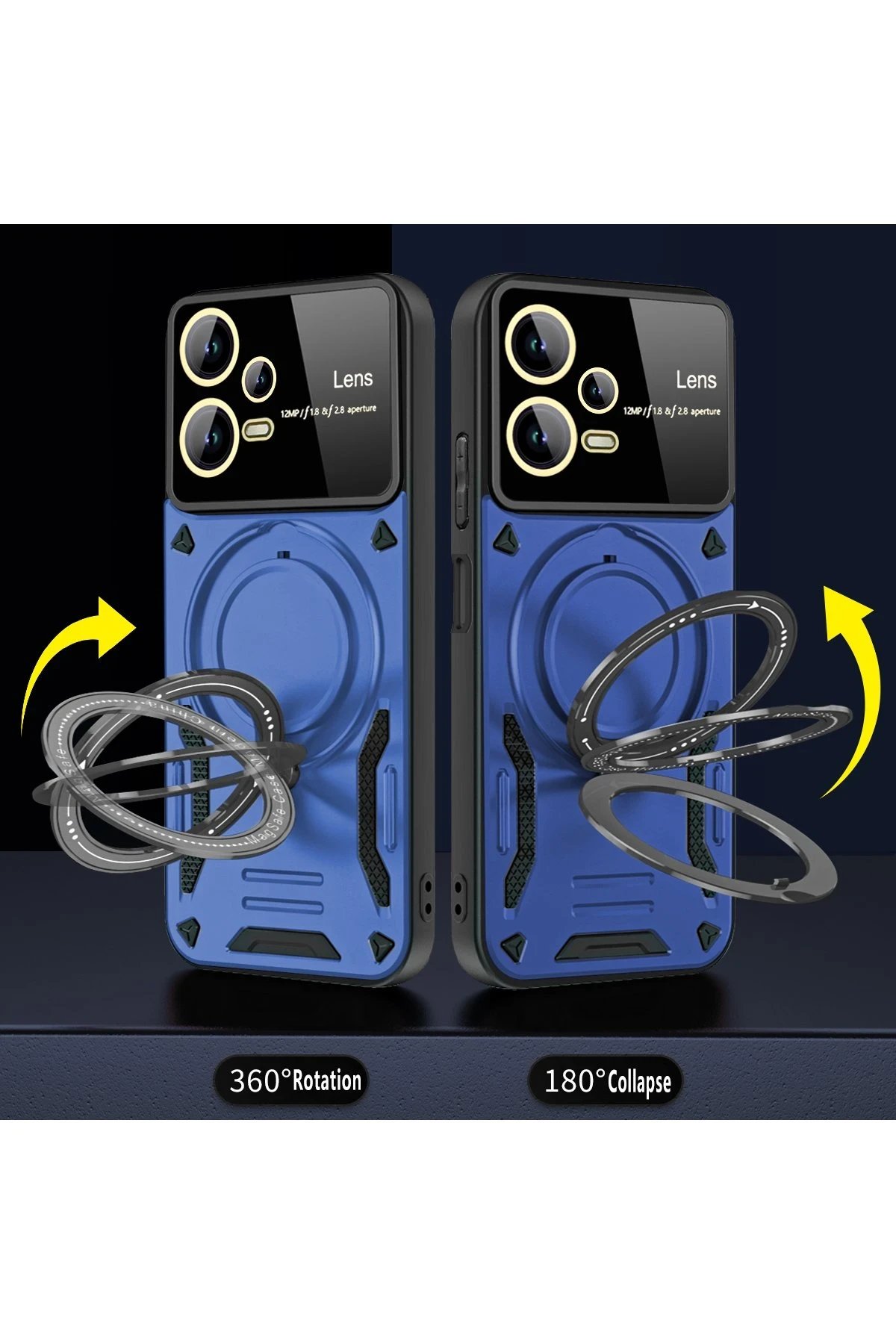 Newface Xiaomi Redmi Note 12 Pro 5G Kılıf Joy Lens Standlı Kapak - Siyah