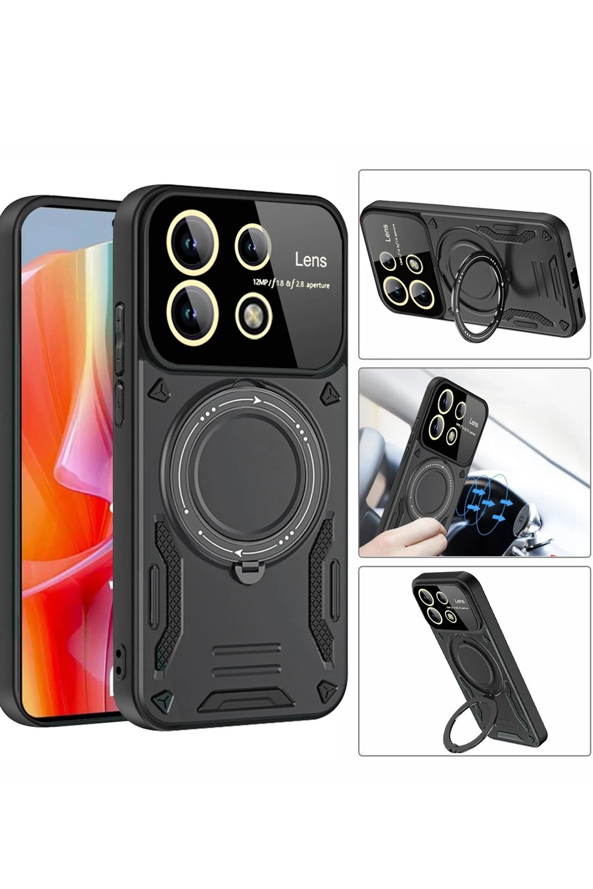 Newface Xiaomi Redmi Note 13 Pro 4G Kılıf Joy Lens Standlı Kapak - Lacivert