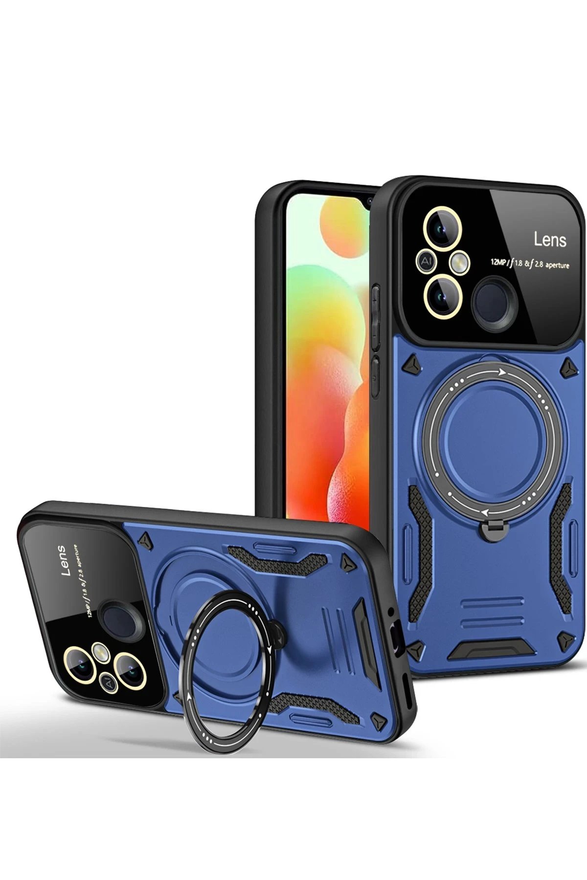 Newface Xiaomi Redmi 12C Kılıf Joy Lens Standlı Kapak - Lacivert