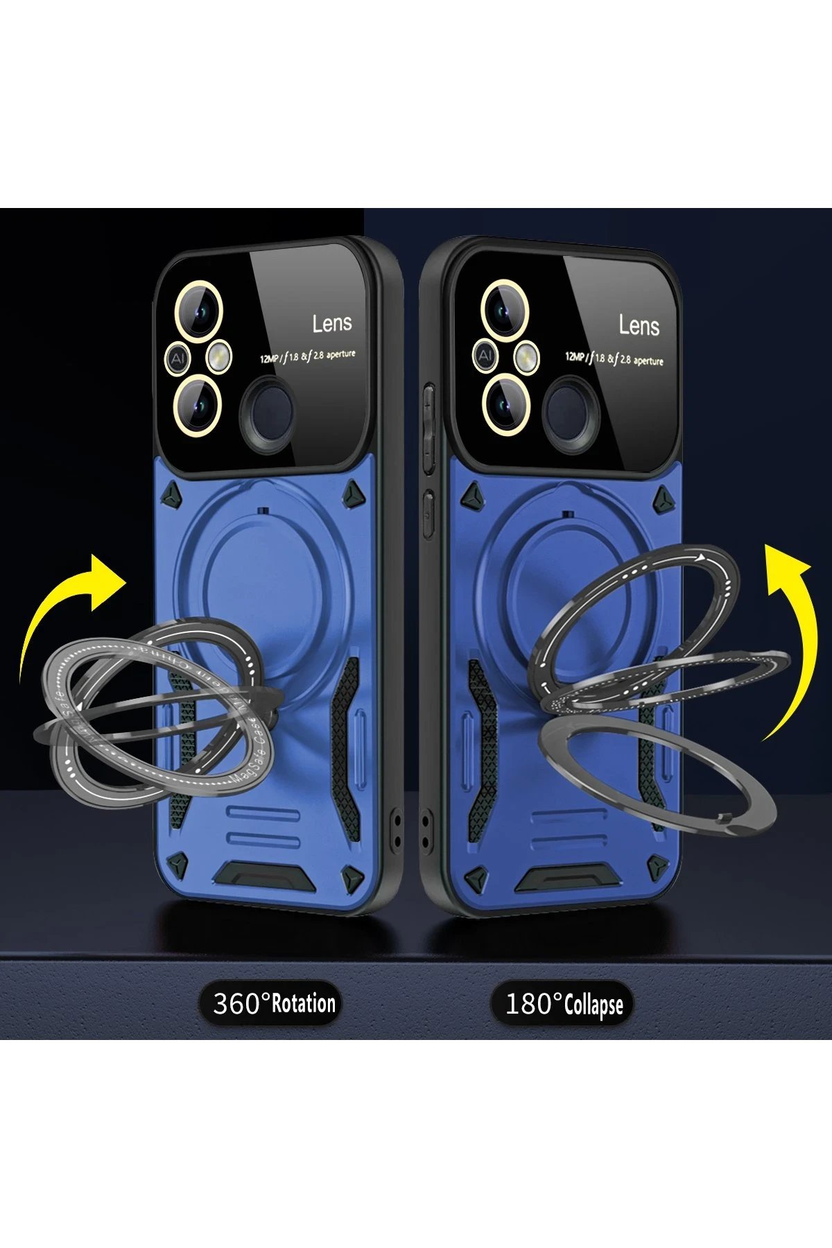 Newface Xiaomi Redmi 12C Kılıf Joy Lens Standlı Kapak - Koyu Yeşil