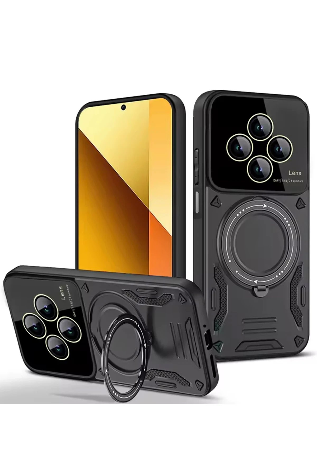 Newface Xiaomi Redmi 14C Kılıf Joy Lens Standlı Kapak - Siyah