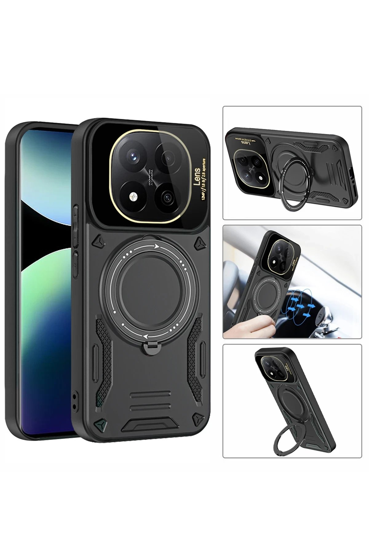 Newface Xiaomi Redmi Note 14 Pro 4G Kılıf Joy Lens Standlı Kapak - Kırmızı