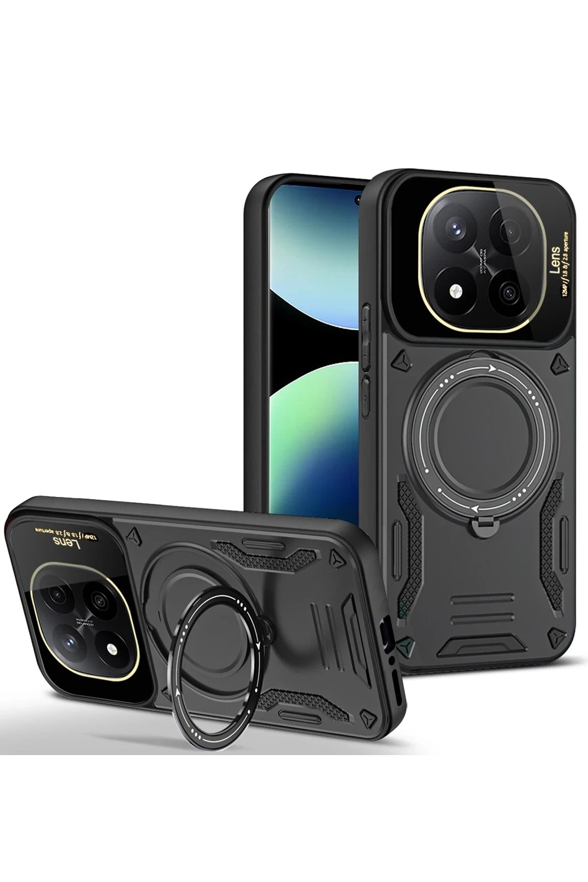 Newface Xiaomi Redmi Note 14 Pro Plus Kılıf Joy Lens Standlı Kapak - Siyah