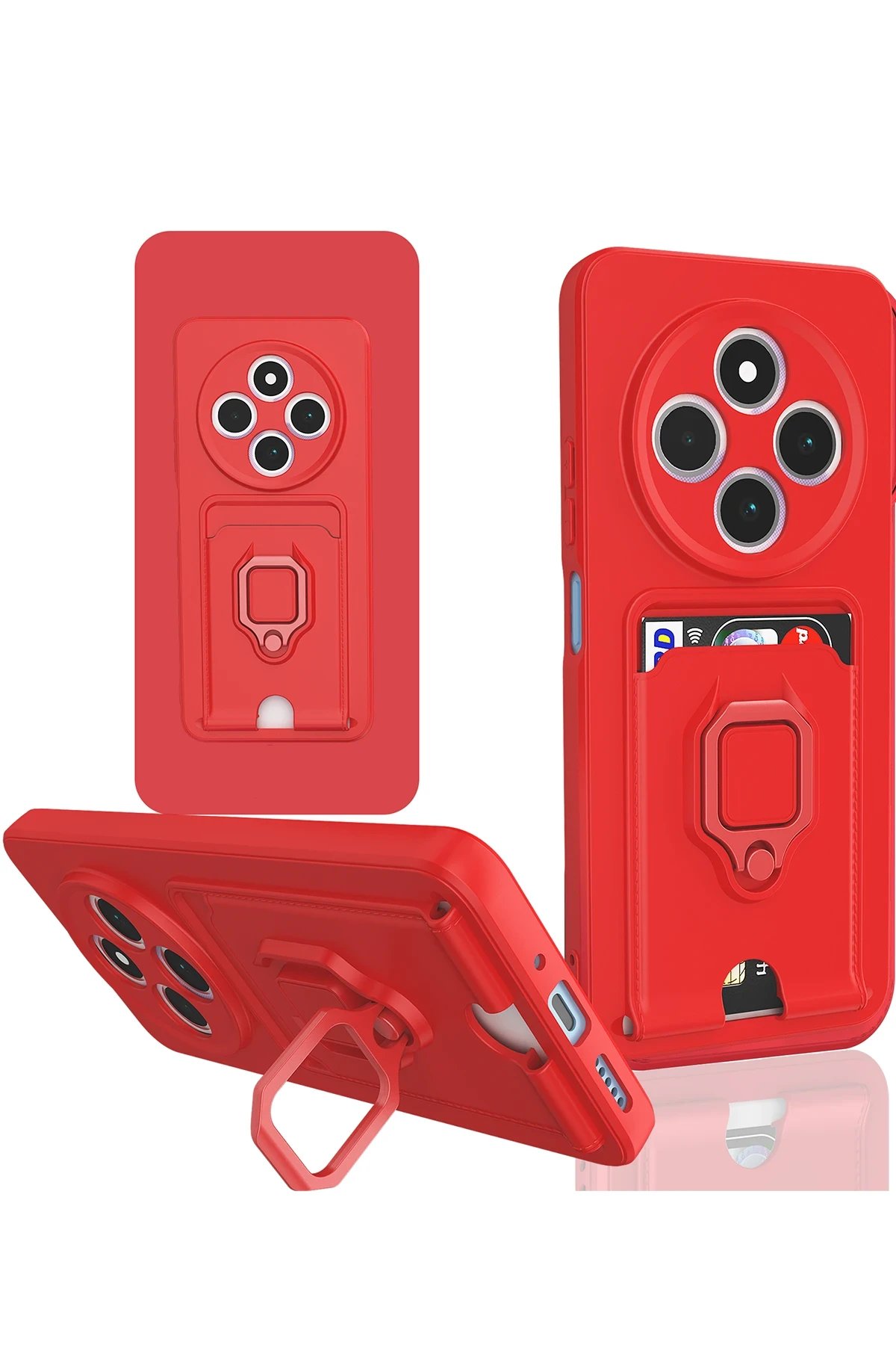 Newface Xiaomi Redmi 14C Kılıf Zuma Kartvizitli Yüzüklü Silikon - Kırmızı