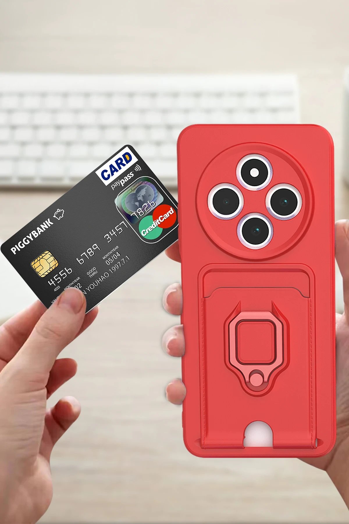 Newface Xiaomi Redmi 14C Kılıf Zuma Kartvizitli Yüzüklü Silikon - Lacivert