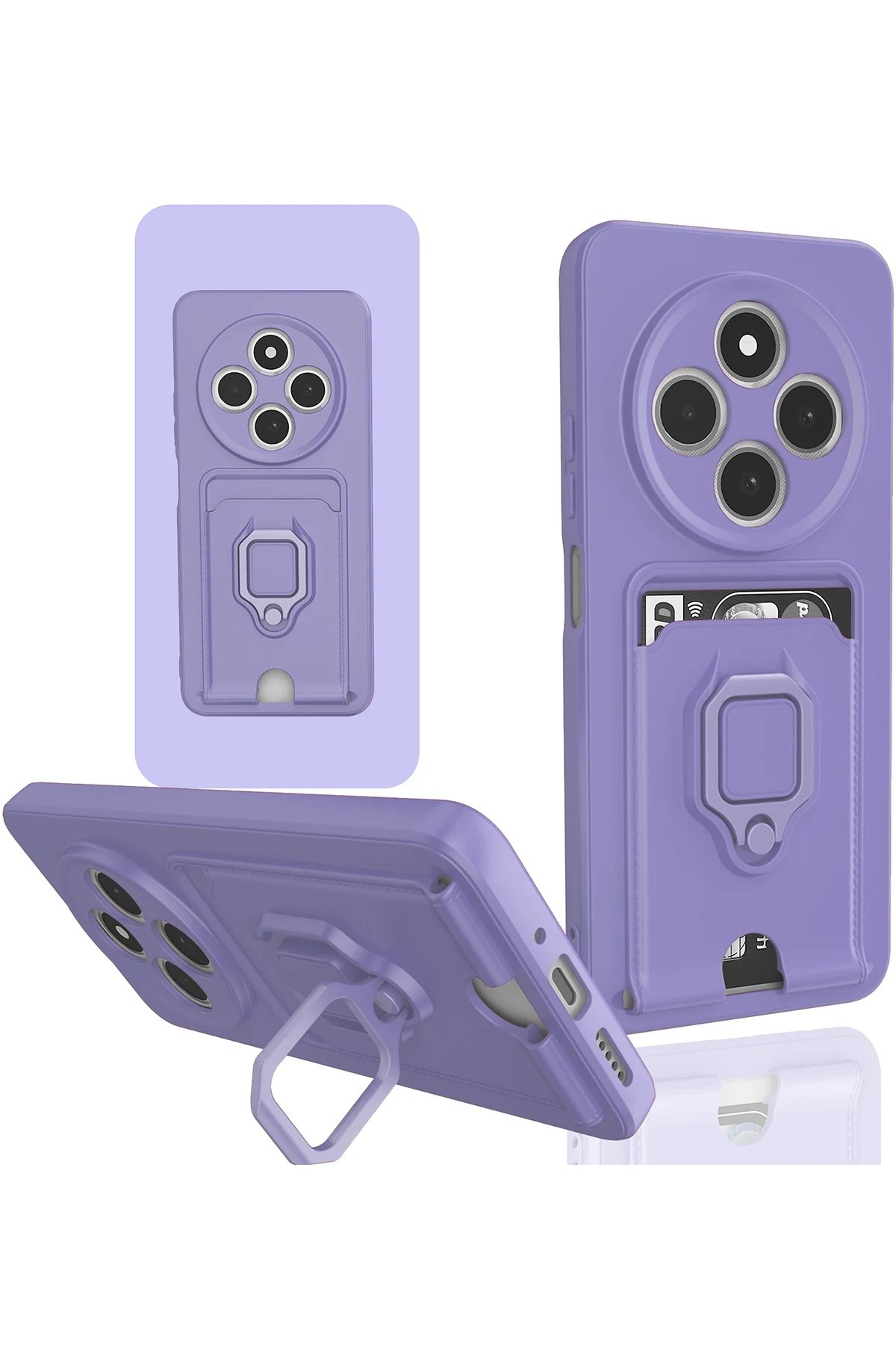 Newface Xiaomi Redmi 14C Kılıf Zuma Kartvizitli Yüzüklü Silikon - Lila