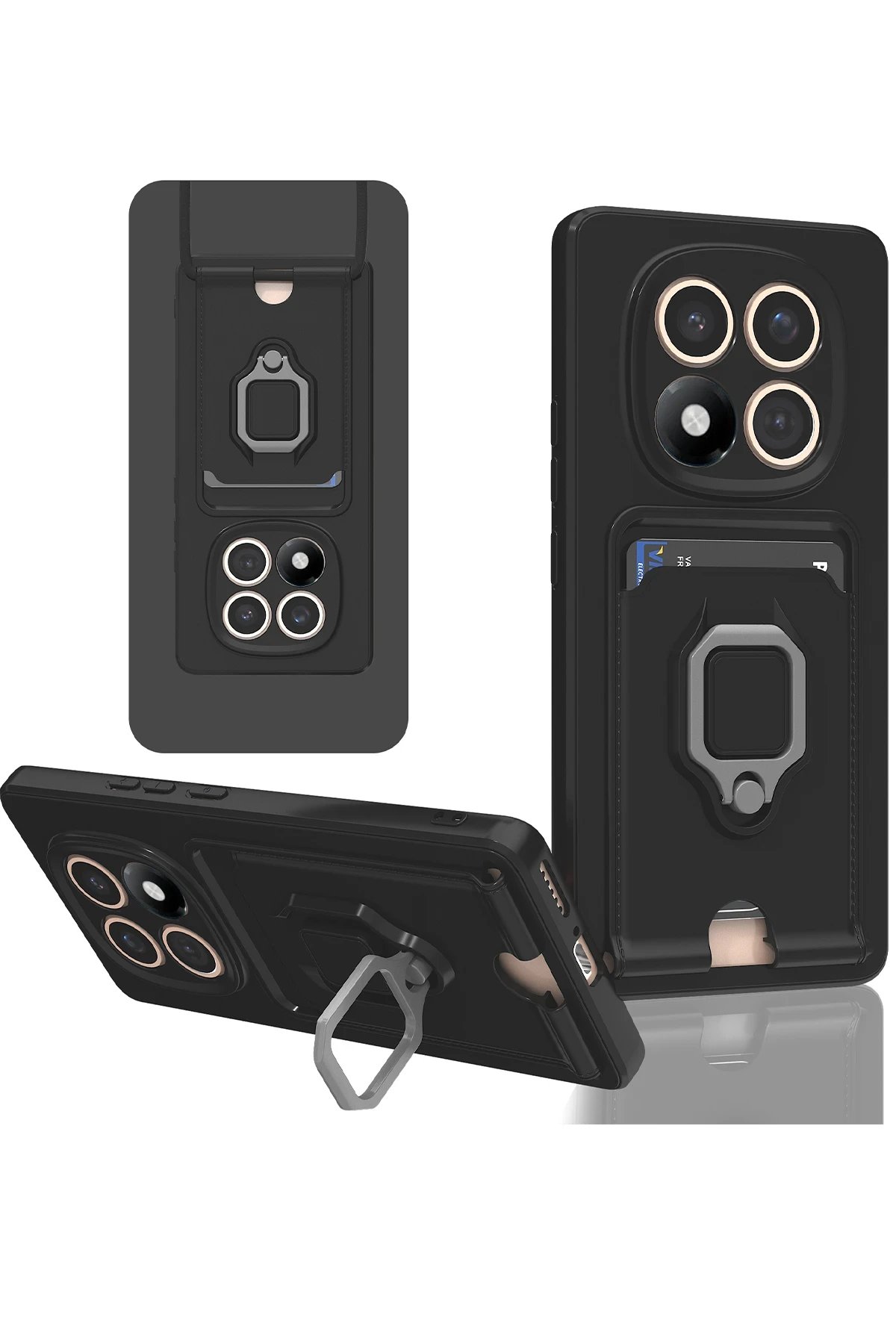 Newface Xiaomi Redmi Note 14 Pro 4G Kılıf Zuma Kartvizitli Yüzüklü Silikon - Siyah