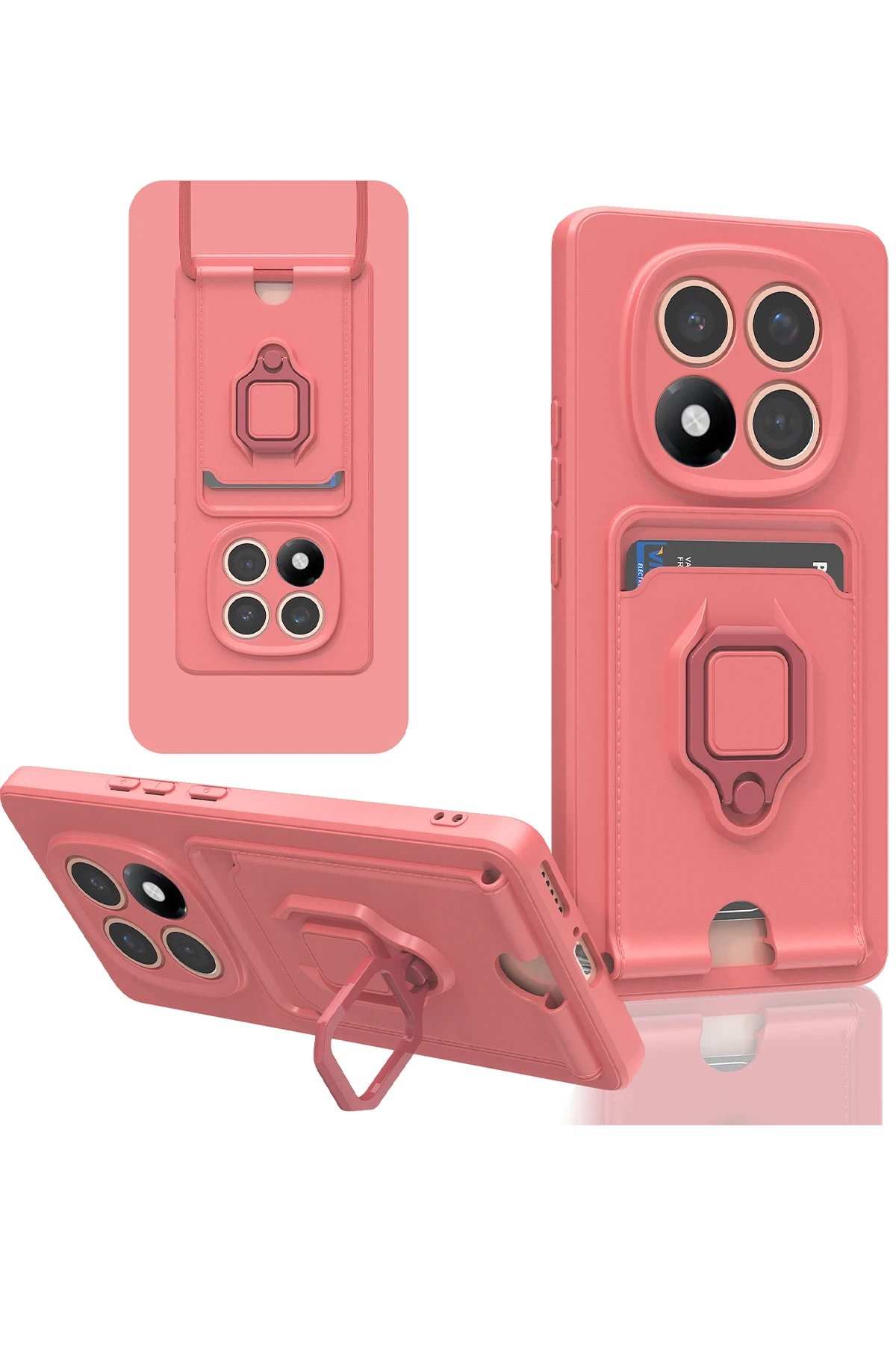 Newface Xiaomi Redmi Note 14 Pro 4G Kılıf Zuma Kartvizitli Yüzüklü Silikon - Pembe