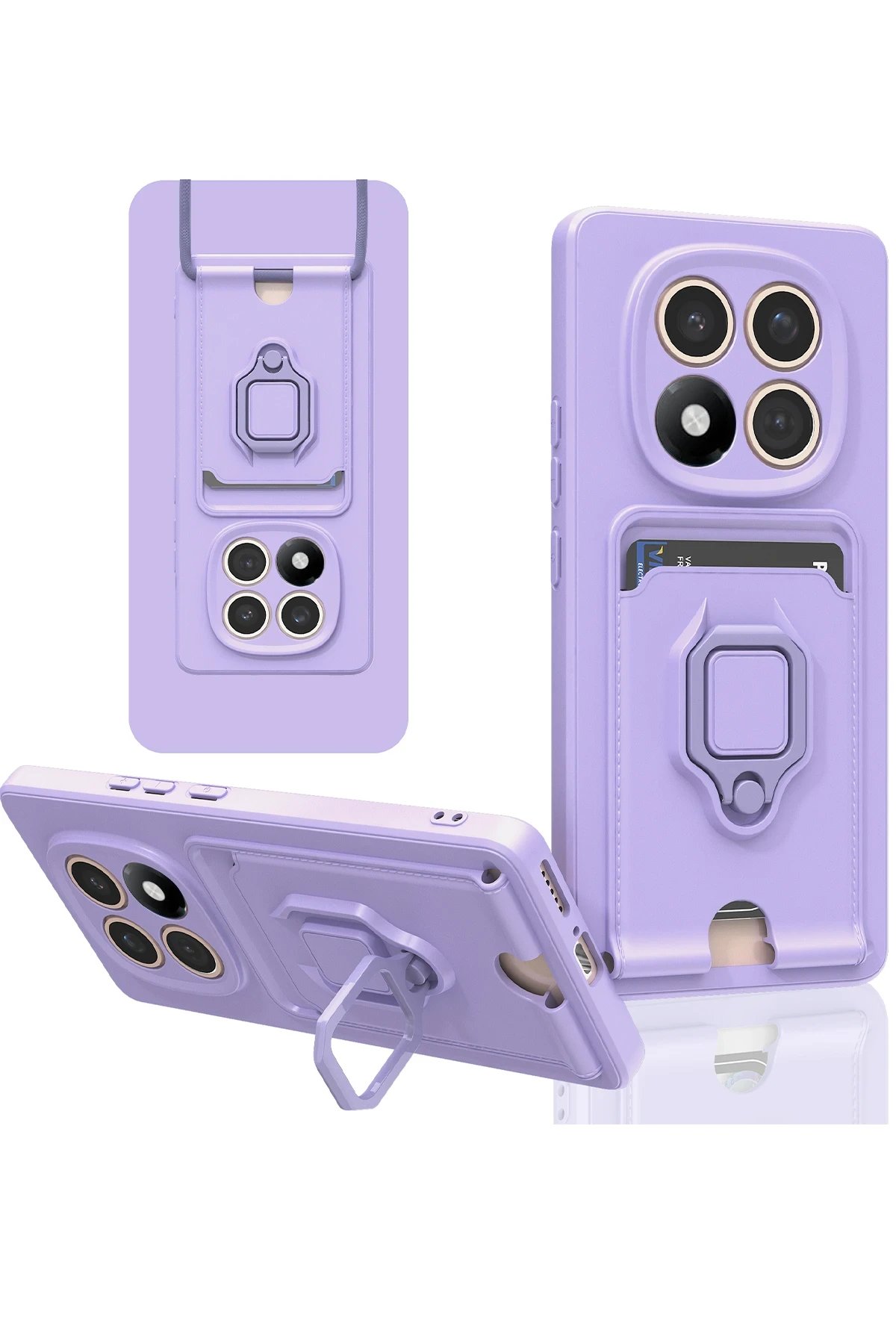 Newface Xiaomi Redmi Note 14 Pro 4G Kılıf Zuma Kartvizitli Yüzüklü Silikon - Lila