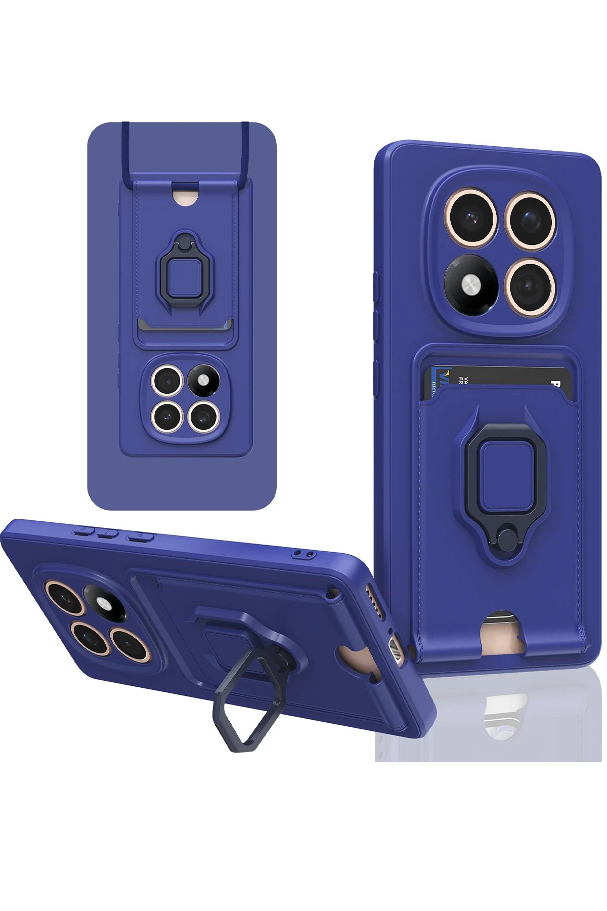 Newface Xiaomi Redmi Note 14 Pro 5G Kılıf Zuma Kartvizitli Yüzüklü Silikon - Lacivert