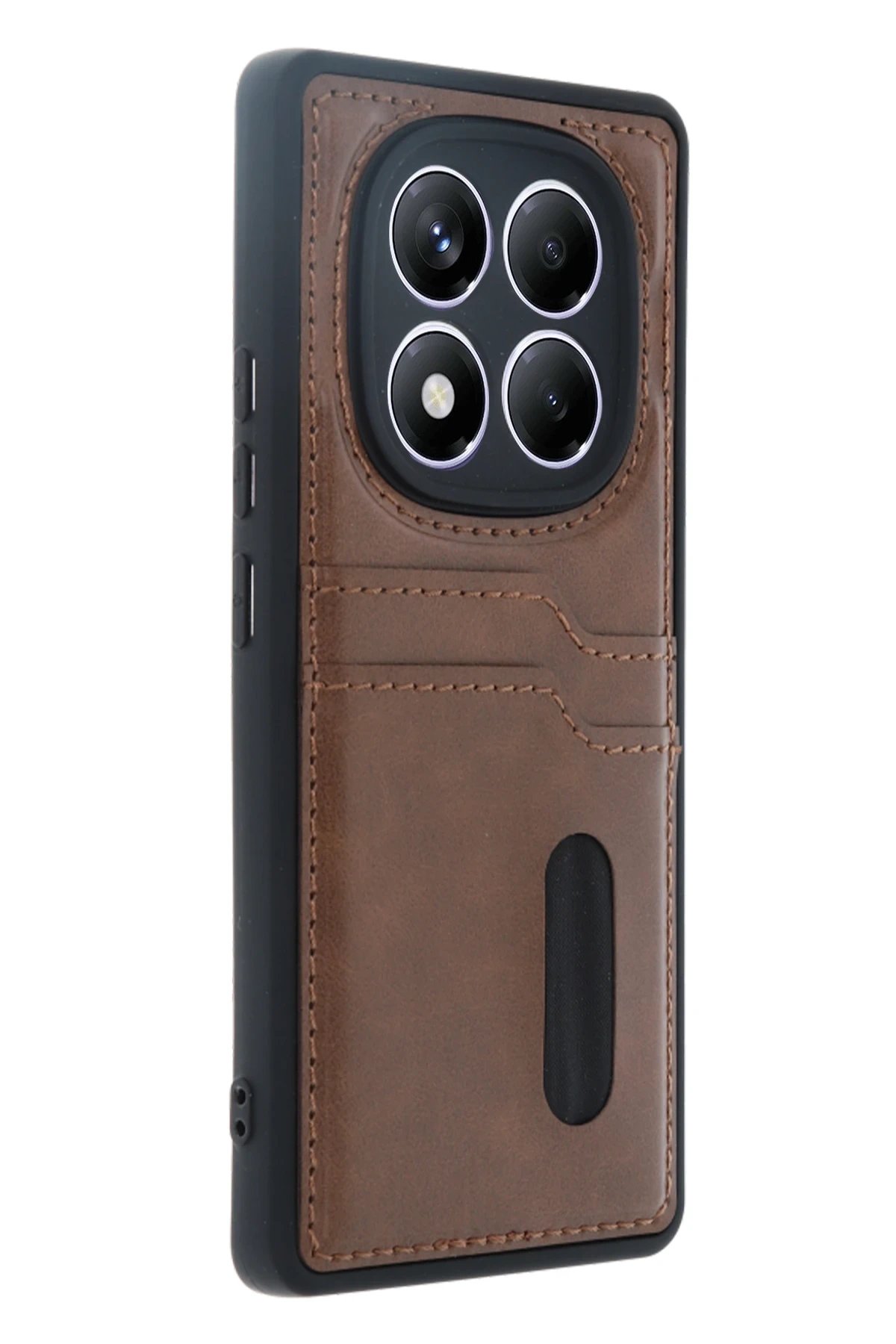 Newface Xiaomi Redmi Note 14 Pro 5G Kılıf Sara Kartvizitli Deri Kılıf - Taba