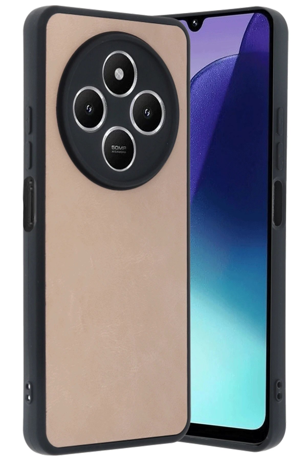 Newface Xiaomi Redmi 14C Kılıf Aras Deri Kapak - Pudra