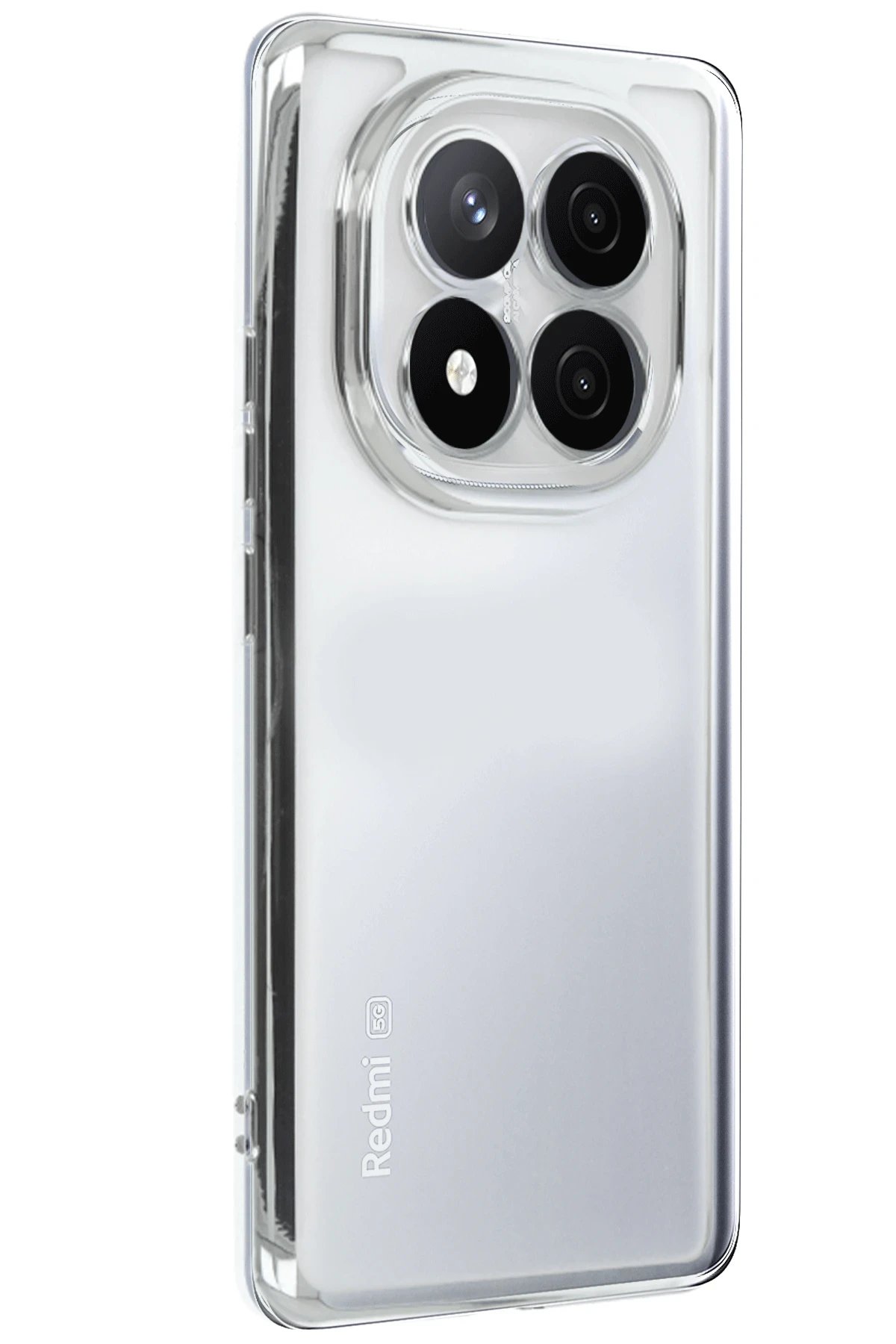 Newface Xiaomi Redmi Note 14 Pro 5G Kılıf Razer Lensli Silikon - Gümüş