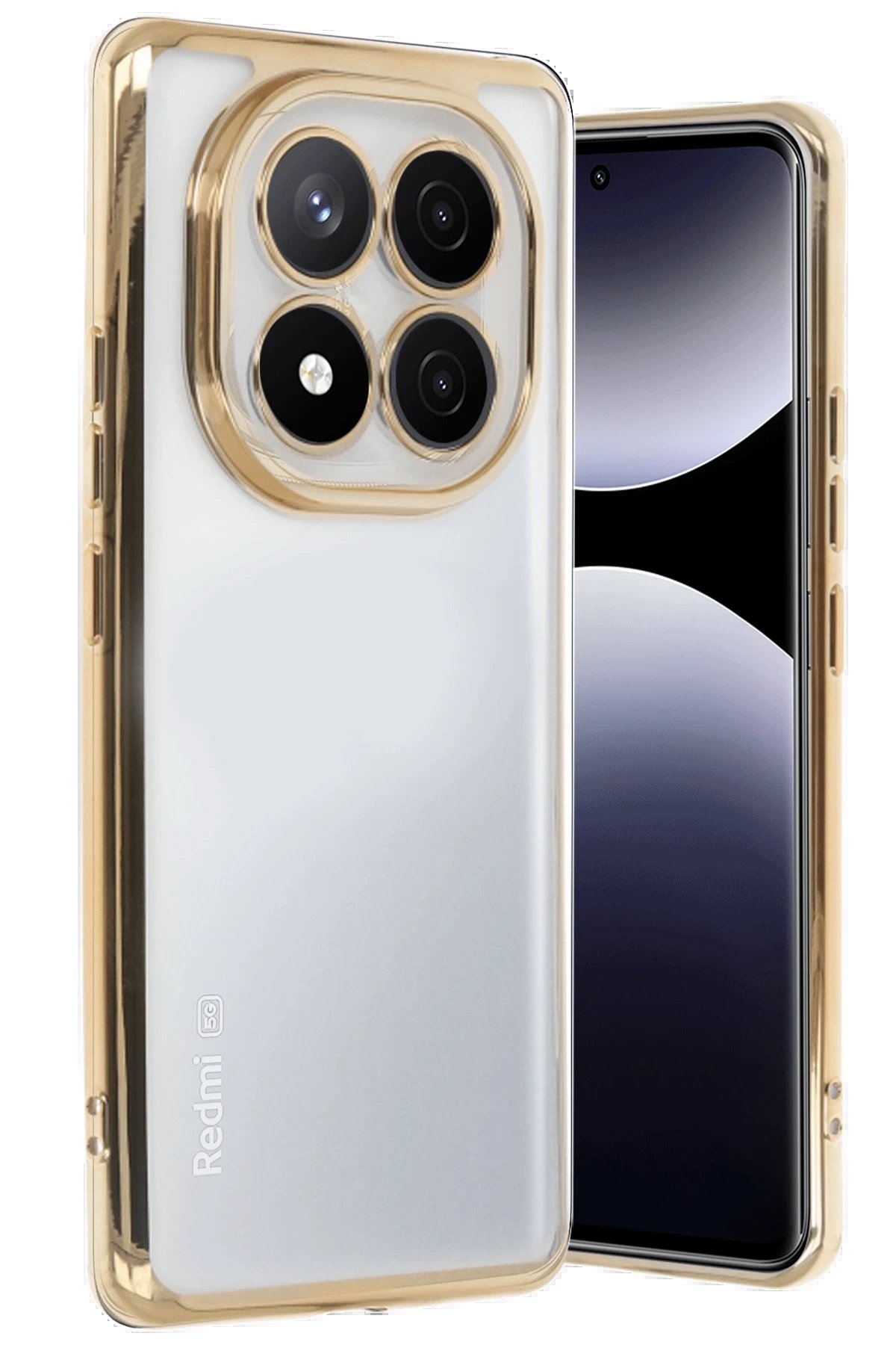 Newface Xiaomi Redmi Note 14 Pro 4G Kılıf Razer Lensli Silikon - Gold