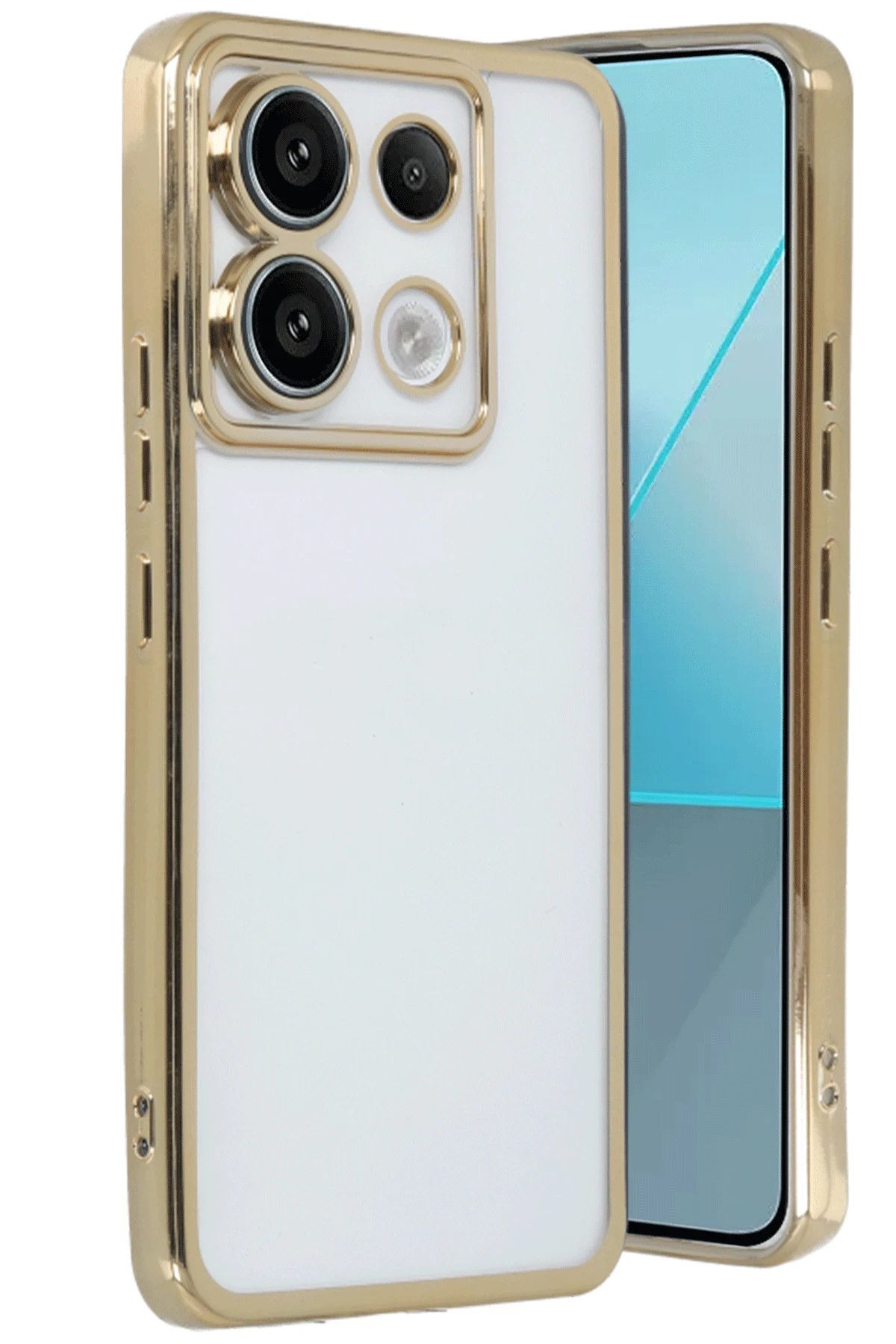 Newface Xiaomi Redmi Note 13 Pro 4G Kılıf Razer Lensli Silikon - Gold