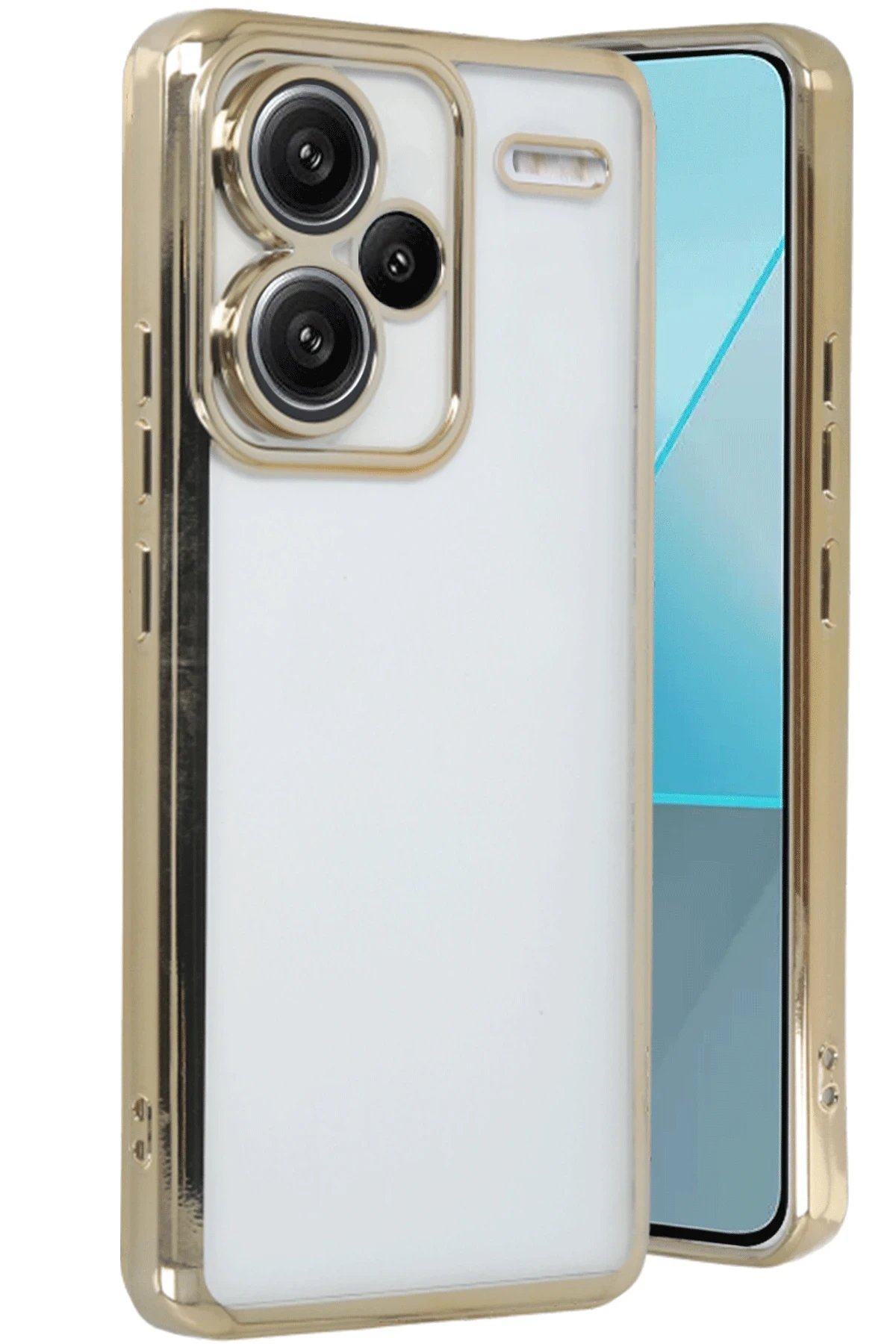 Newface Xiaomi Redmi Note 13 Pro Plus Kılıf Razer Lensli Silikon - Gold