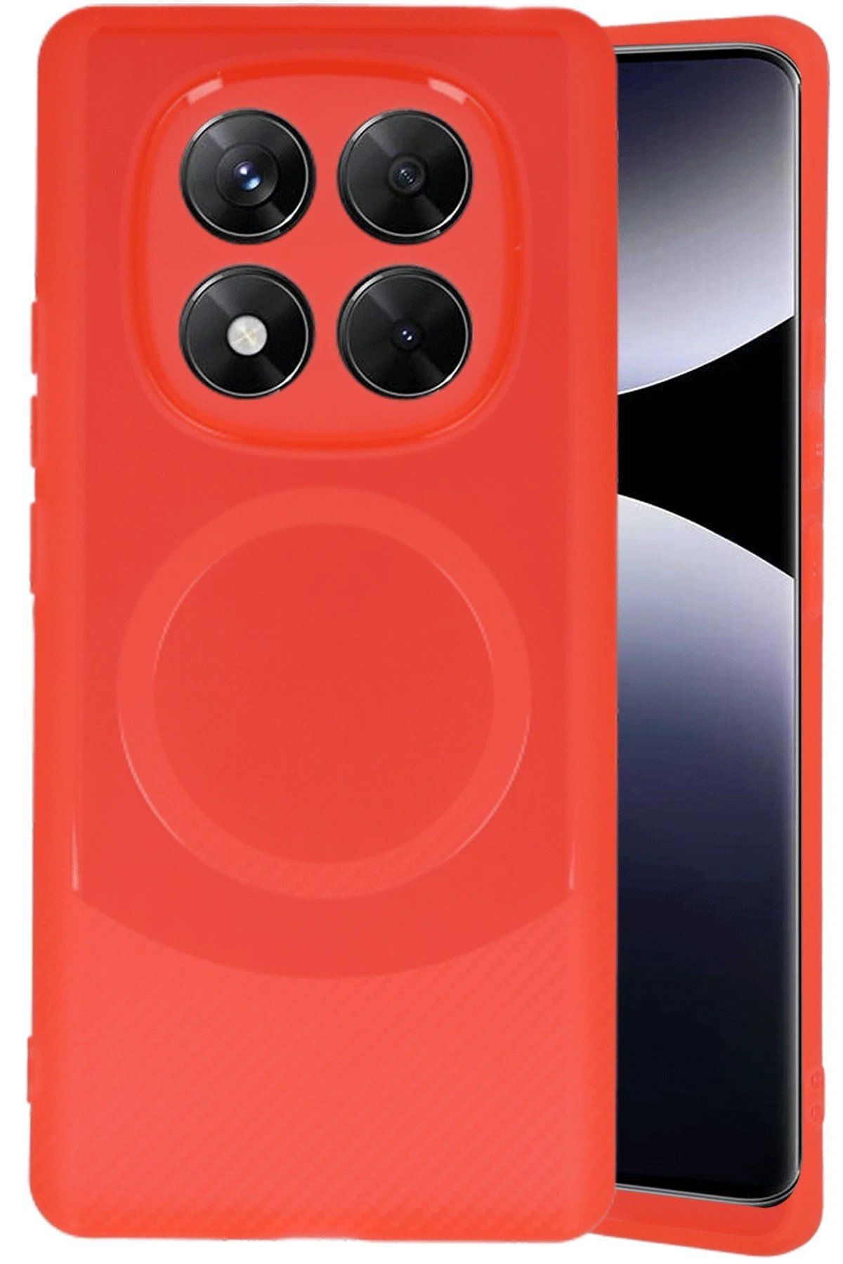 Newface Xiaomi Redmi Note 14 Pro 4G Kılıf Maya Karbon Kapak - Kırmızı