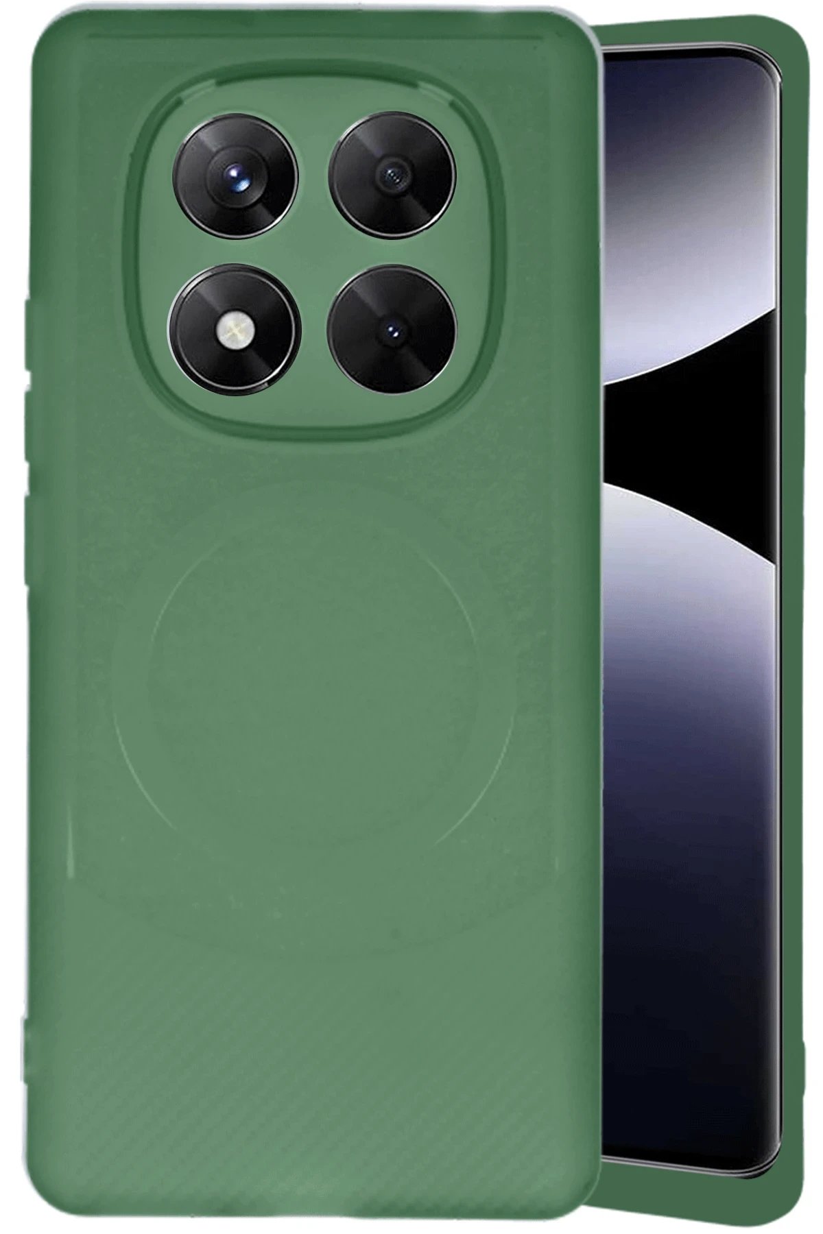 Newface Xiaomi Redmi Note 14 Pro 5G Kılıf Maya Karbon Kapak - Koyu Yeşil