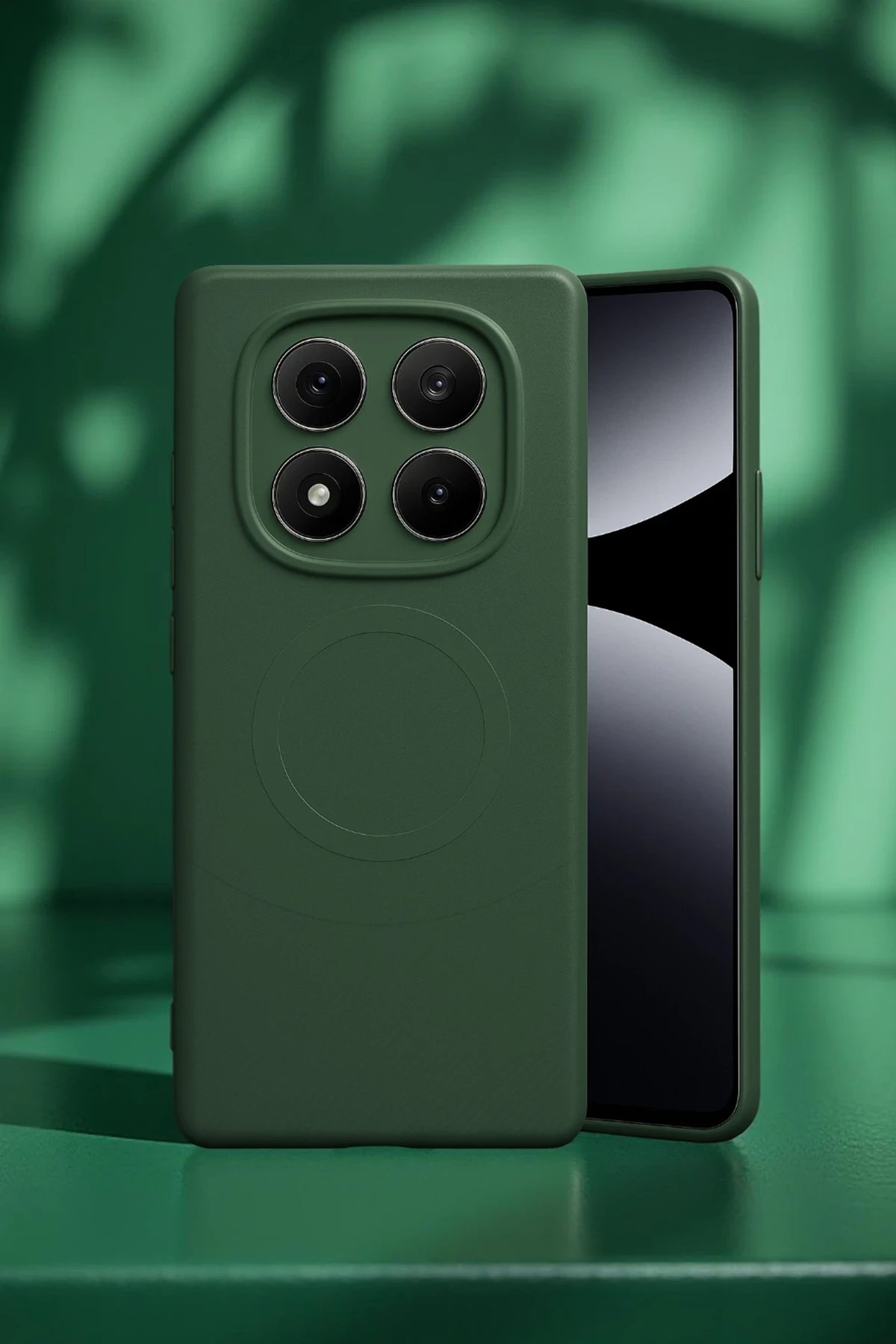 Newface Xiaomi Redmi Note 14 Pro 5G Kılıf Maya Karbon Kapak - Koyu Yeşil