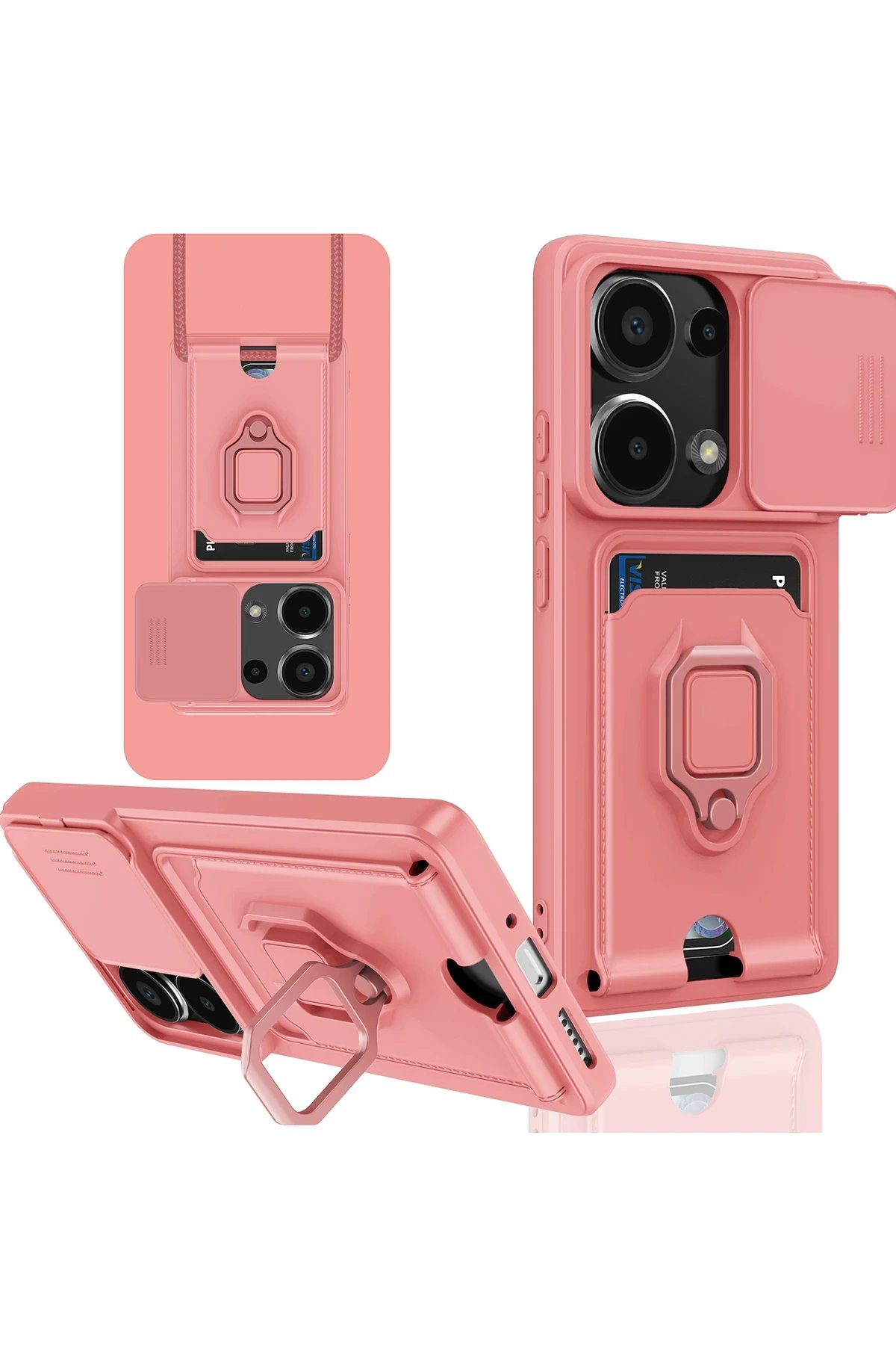 Newface Xiaomi Redmi Note 13 Pro 4G Kılıf Zuma Kartvizitli Yüzüklü Silikon - Pembe