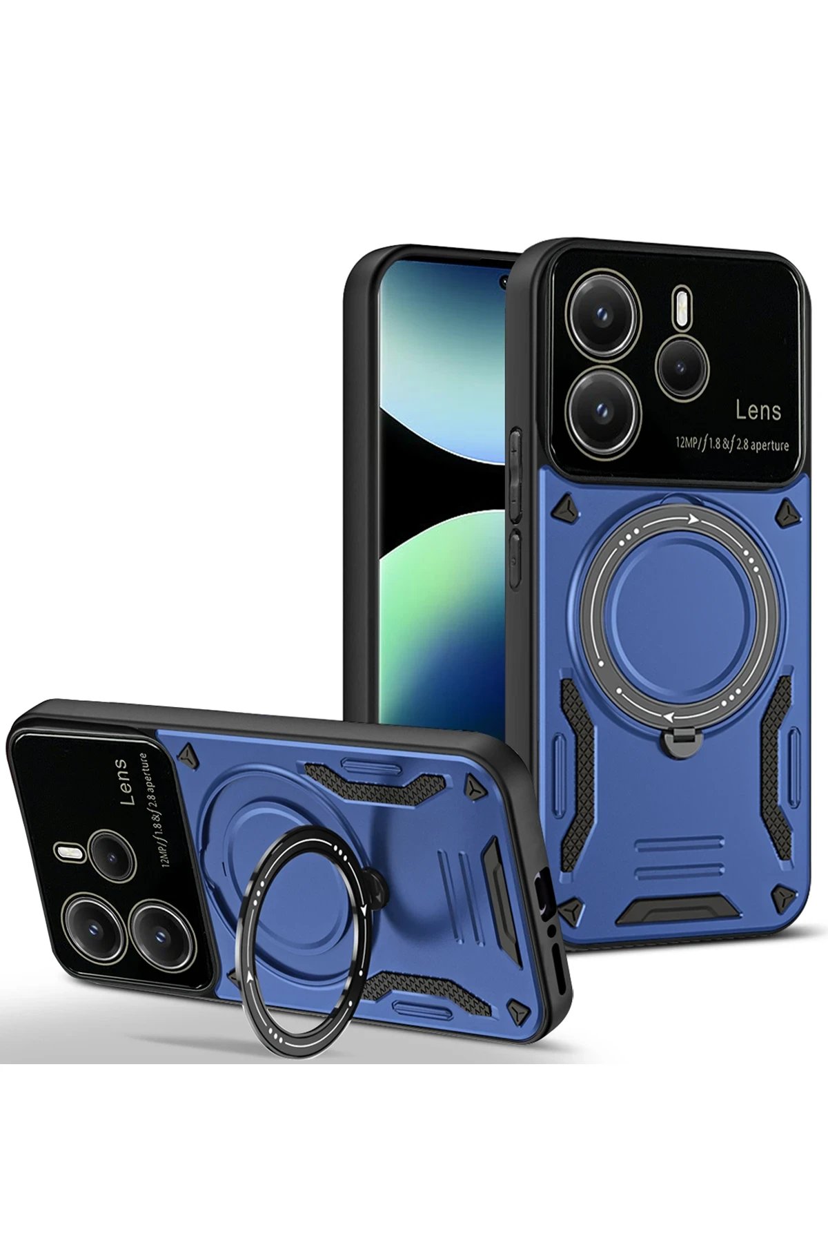 Newface Xiaomi Redmi Note 14 4G Kılıf Joy Lens Standlı Kapak - Lacivert