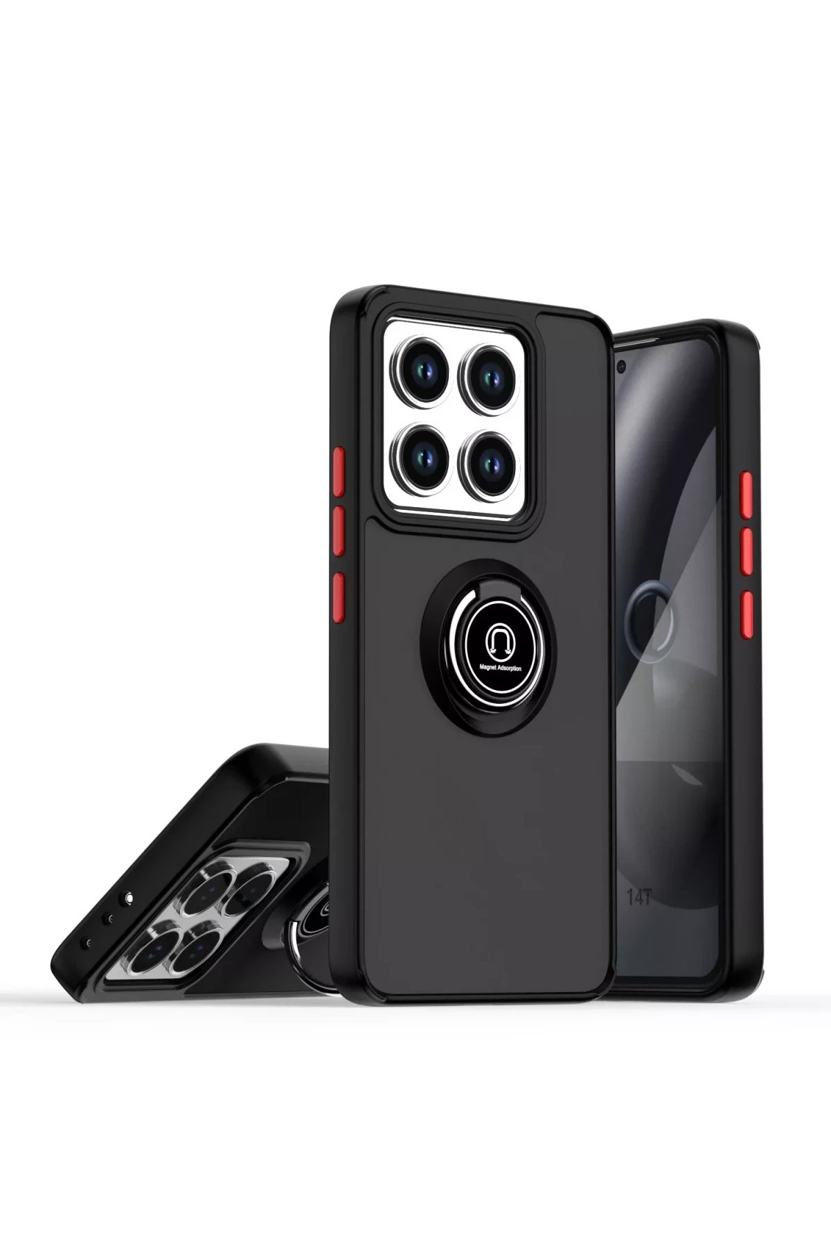 Newface Xiaomi Mi 14T Pro Kılıf Montreal Yüzüklü Silikon Kapak - Siyah